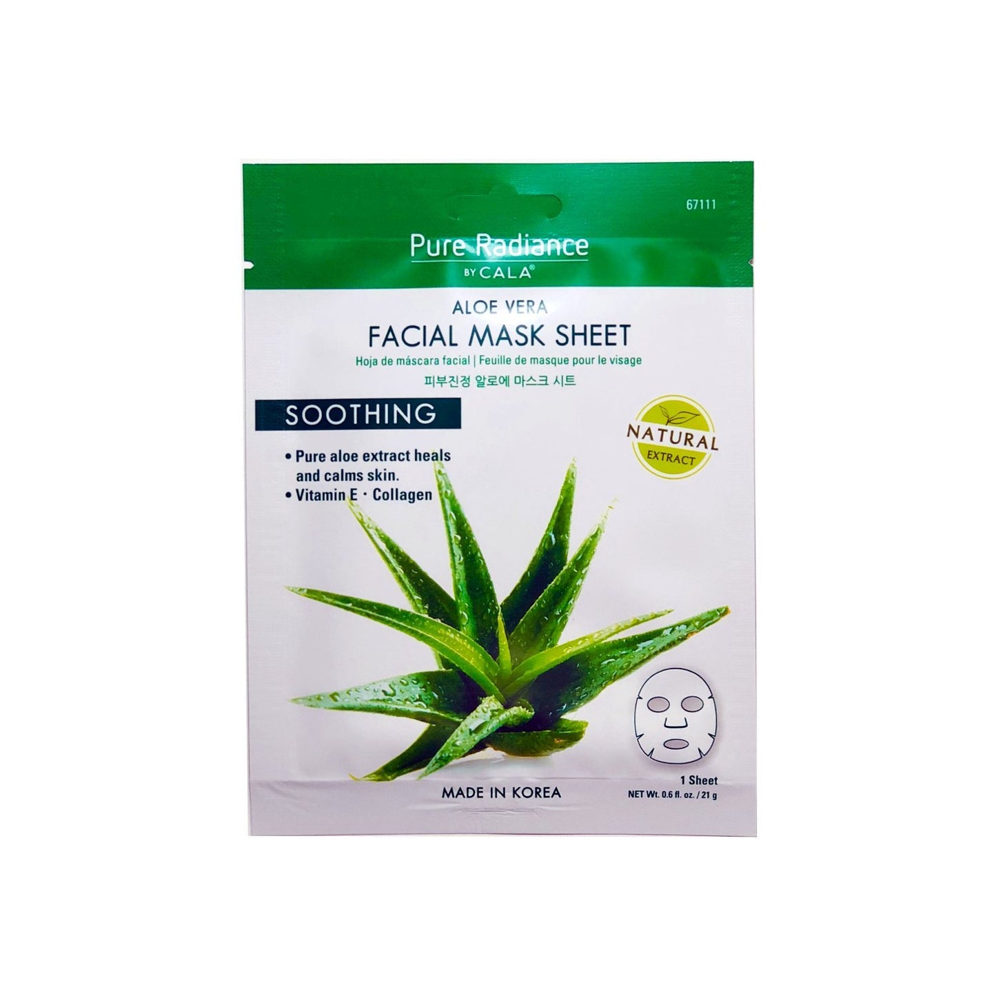 Cala Korea Aloe Vera, Collagen And Vitamin E, Essence full face facial Mask Sheet, 5 pack