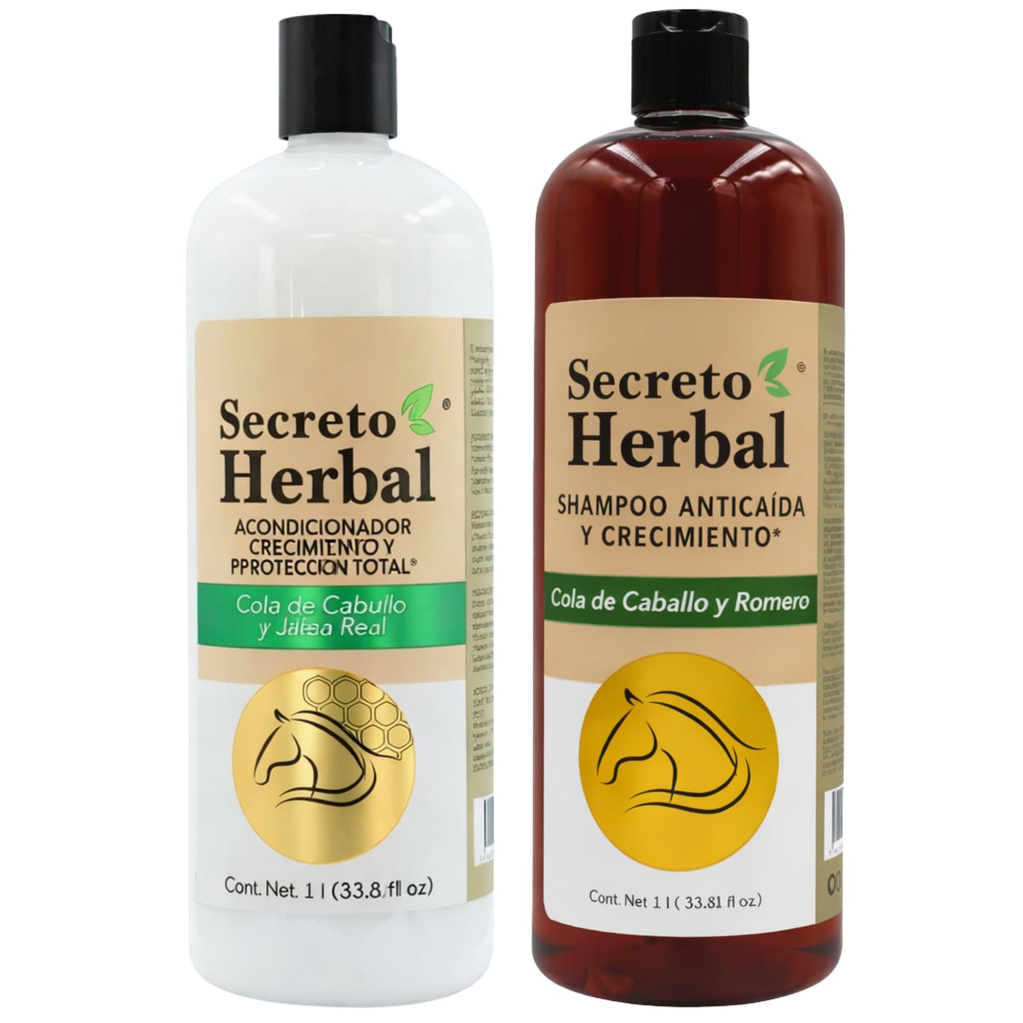 Secreto Herbal Shampoo & Conditioner Set 1L Each - Cola de Caballo, Romero & Jalea Real Hair Growth & Strengthening System, Anti-Breakage & Nourishing