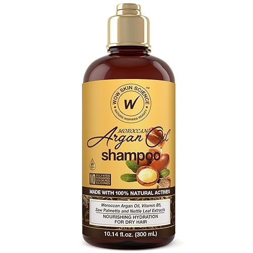 WOW Skin Science Moroccan Argan Oil Shampoo - Sulfate Free Moisturizing Shampoo for Dry, Damaged Hair - For Women & Men