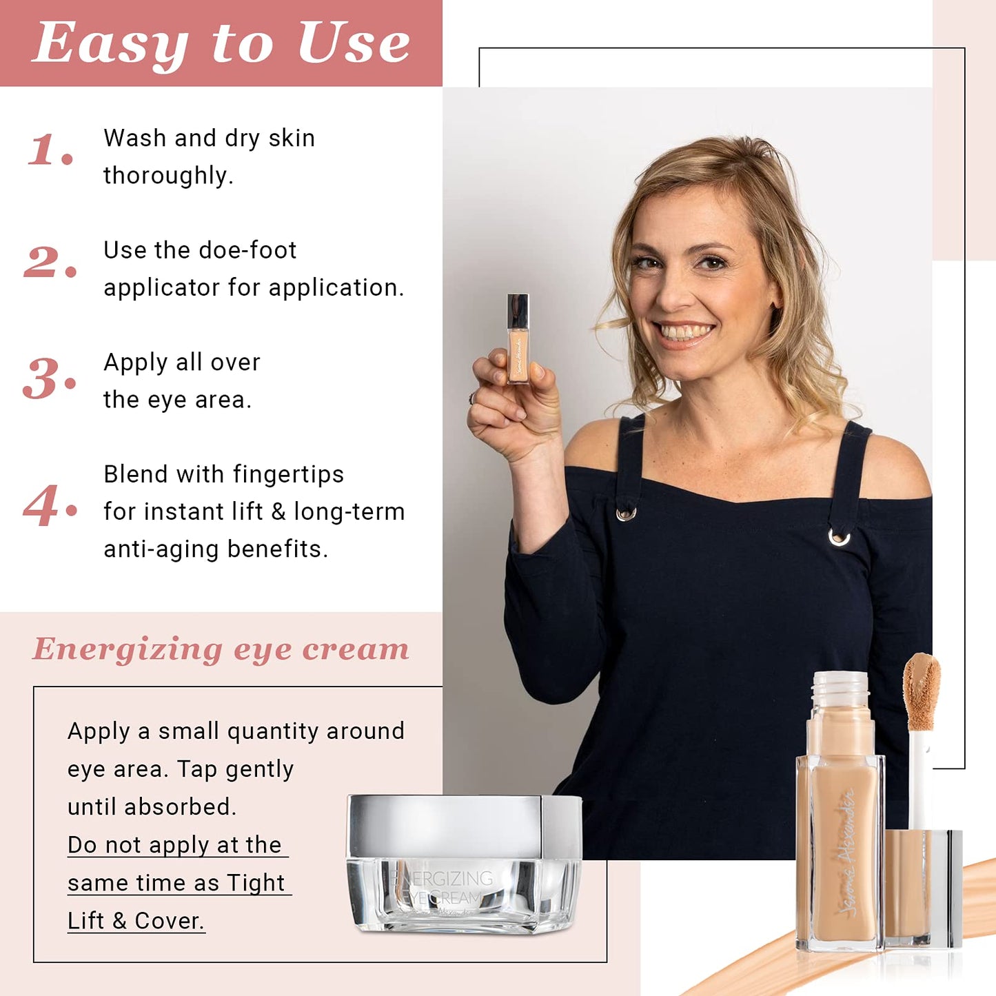 Jerome Alexander JA Basic TLC 3-in-1 Undereye Tightener & Concealer - Conceals Dark Circles, Reduces Under Eye Bags, and Minimizes the Appearance
