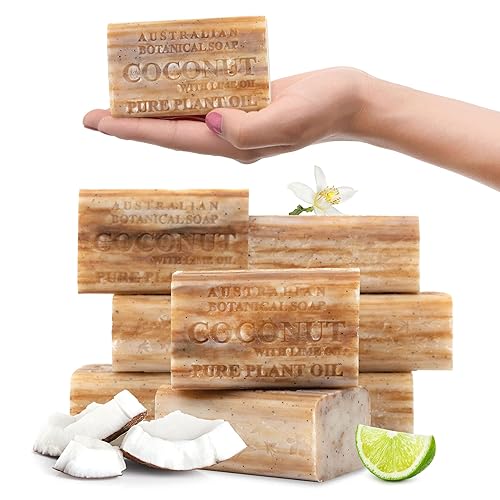 Australian Botanical Soap, 6.6 OZ, Coconut and Lime Oil, Triple Milled Bars made with a Natural Soap Base and Enriched with Organic Shea Butter, Pack
