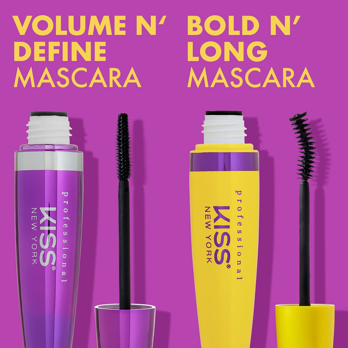 Kiss New York Volume N’ Define Mascara, No Flaking, No Smudging, No Clumping, Water-Resistant Long Wearing Mascara (Black)