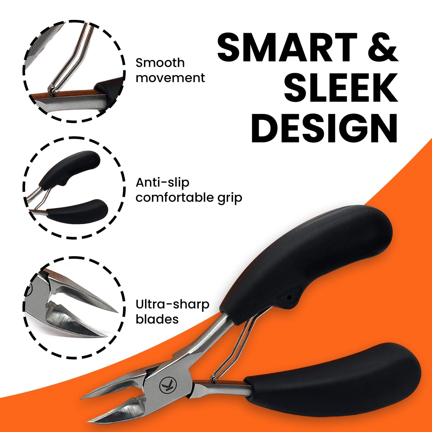 Kohm Toenail Clippers | Extra-Wide Blade & Non-Slip Grip for Thick, Ingrown & Fungal Nails | Heavy Duty Nail Cutter for Seniors, Men, Women & Pets