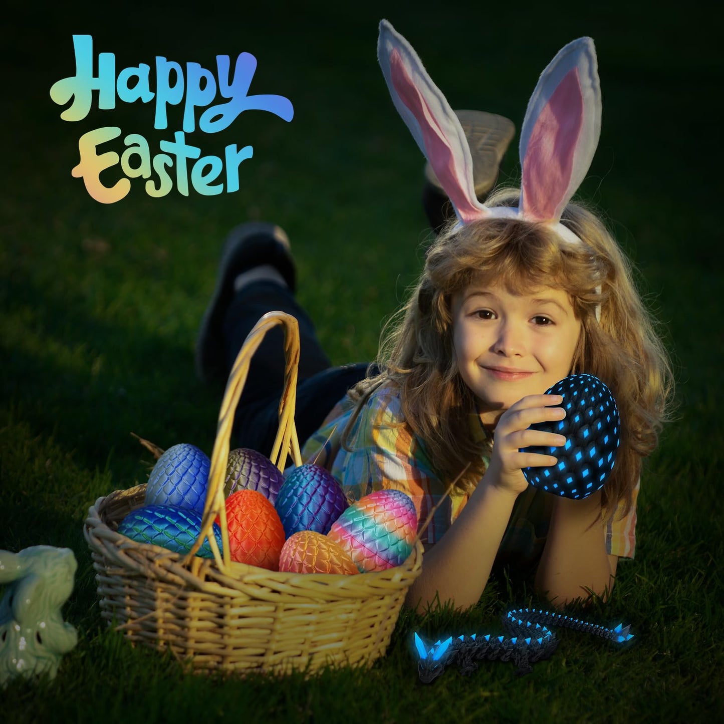 3D Printed Mystery Dragon Egg – Glow-in-the-Dark Articulated Dinosaur Fidget Toy, Crystal Dino Eggs for Kids 5-12, Boys & Girls Home Decor