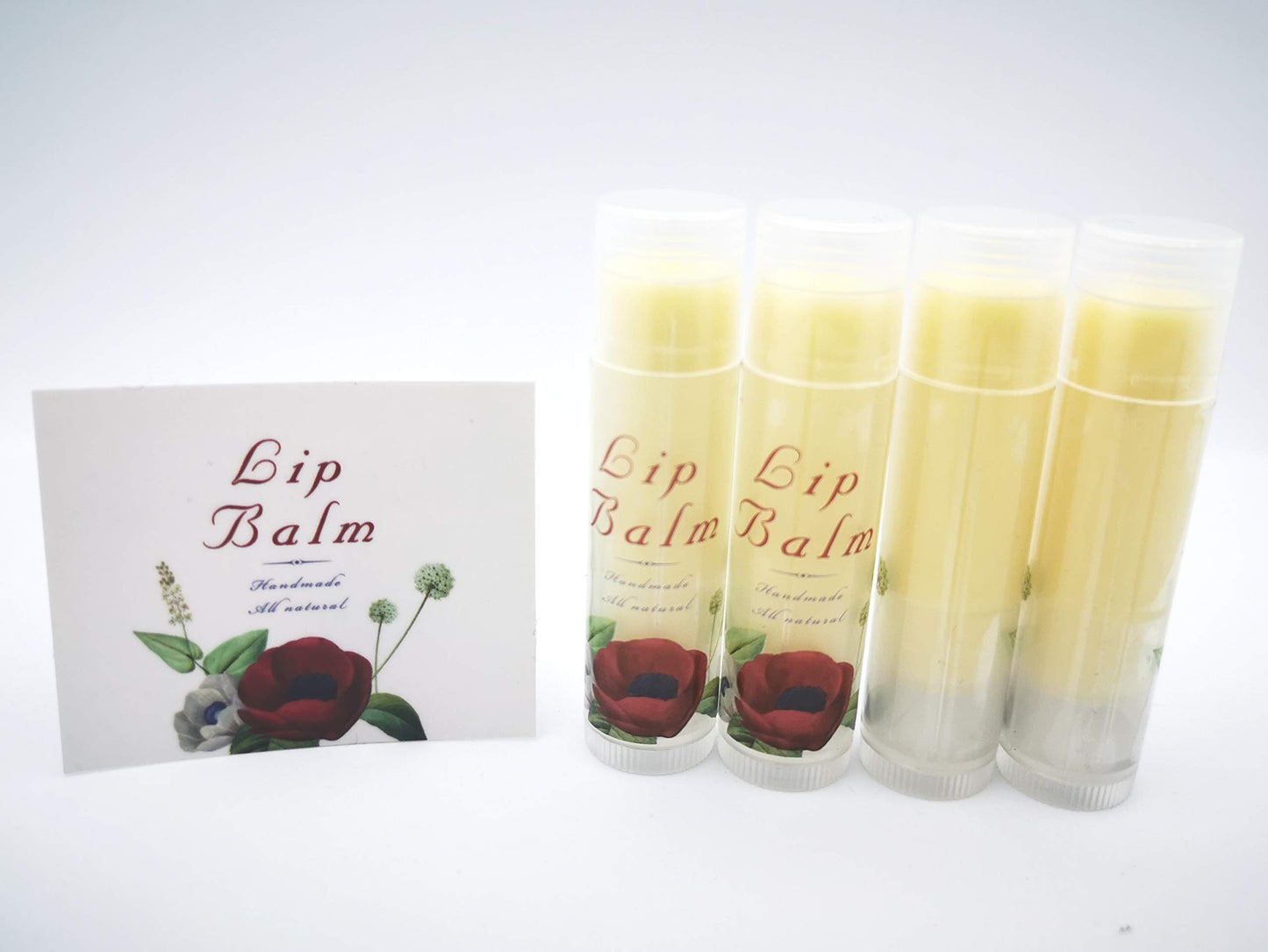 ZZYBIA Assorted Clear Vinyl Lip Balm Label Sticker for Lip Balm Tubes Containers 20pcs - Red Rose