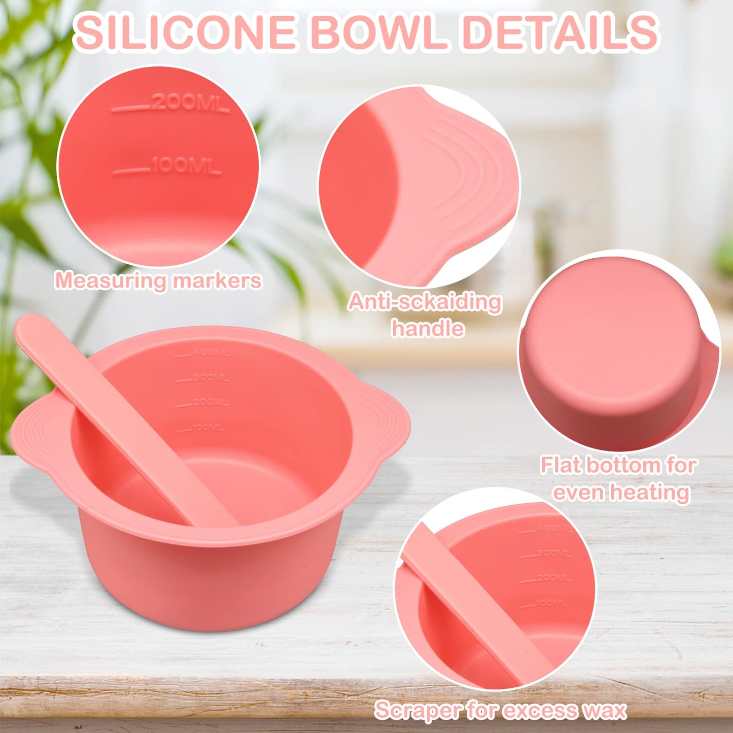 3Pcs Non-Stick Silicone Wax Melt Liners with Wax Sticks, Reusable Bowl for Wax Warmer and Hair Removal, 14Oz Beauty and Personal Care HINGTAI