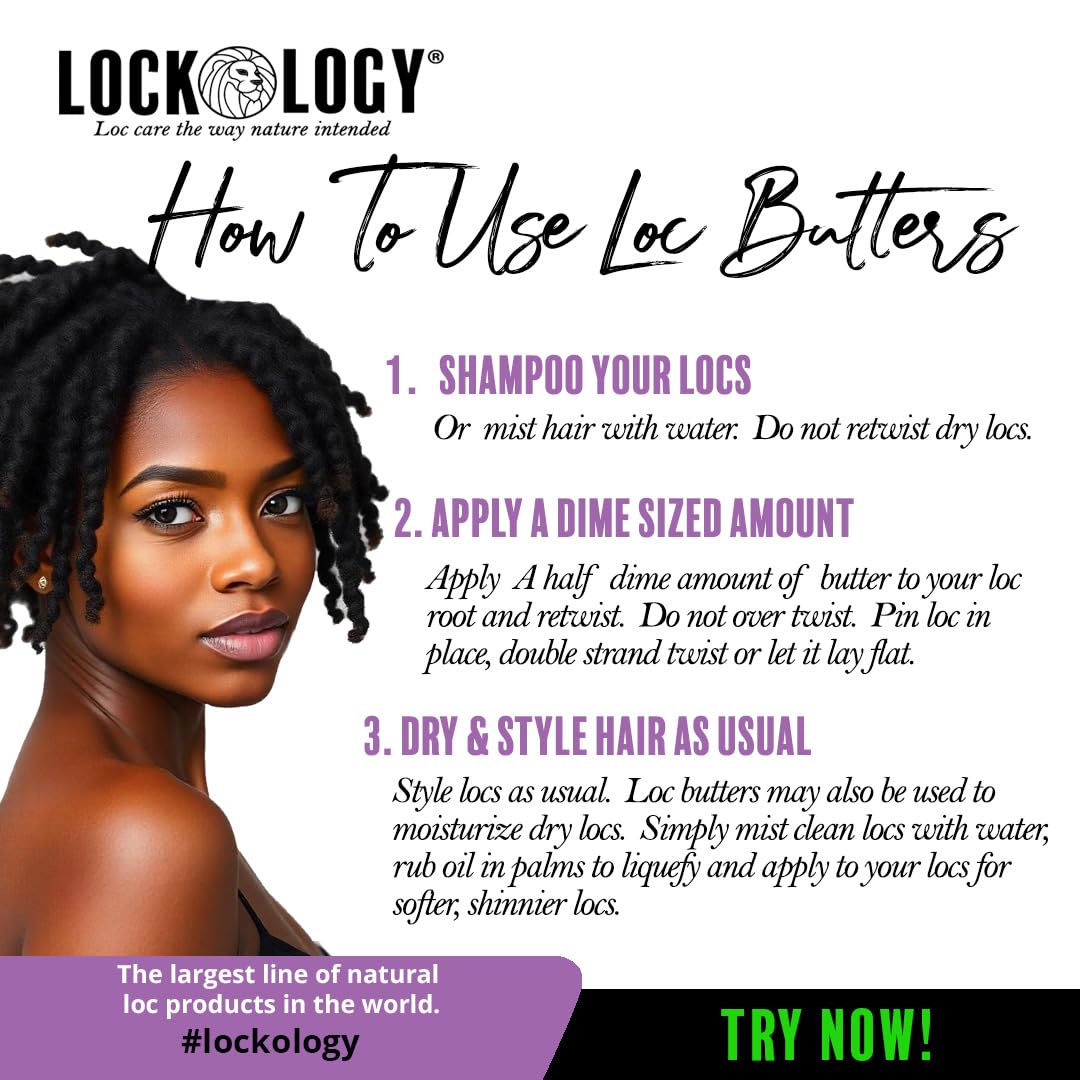 Loc Retwist Butter & Dread Wax for Growth - Lavender Rosemary All Natural NO Build Up Loc Products by Lockology