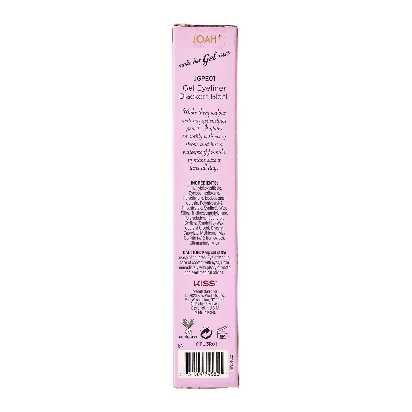 JOAH Smooth Gel Eyeliner Pencil 0.02 oz - Waterproof, Smudge-Proof Long-Lasting Eye Liner with Built-In Sharpener, Silky Glide Gel Formula for Precise