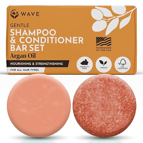 Shampoo and Conditioner Bar, Argan Oil - Sulfate Free Solid Shampoo and Conditioner Bars Set, Vegan Hair Care for All Hair Types, Long Lasting (120