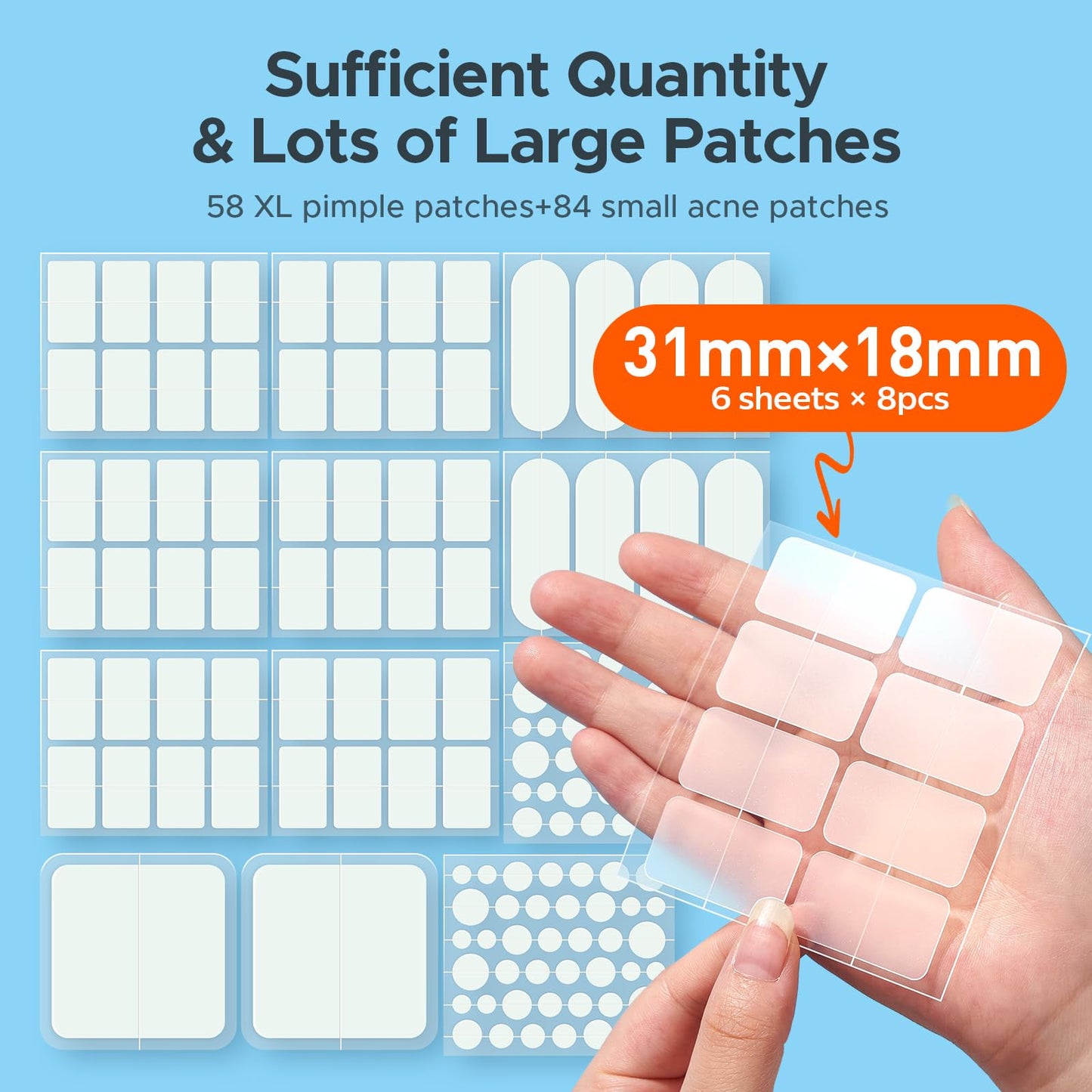 Large Pimple Patches for Face, 7 Sizes Big Acne Patches, FSA Eligible XL Hydrocolloid Bandages for Body, Chin, Forehead, Nose, Blemish Zit Breakouts Beauty and Personal Care TKTK