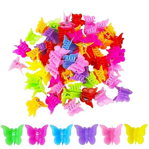 Mandalahuang Hair Clip, 100 Pcs Butterfly Hair Clips, Pastel, Rainbow, Mini Hair Clip for Girls