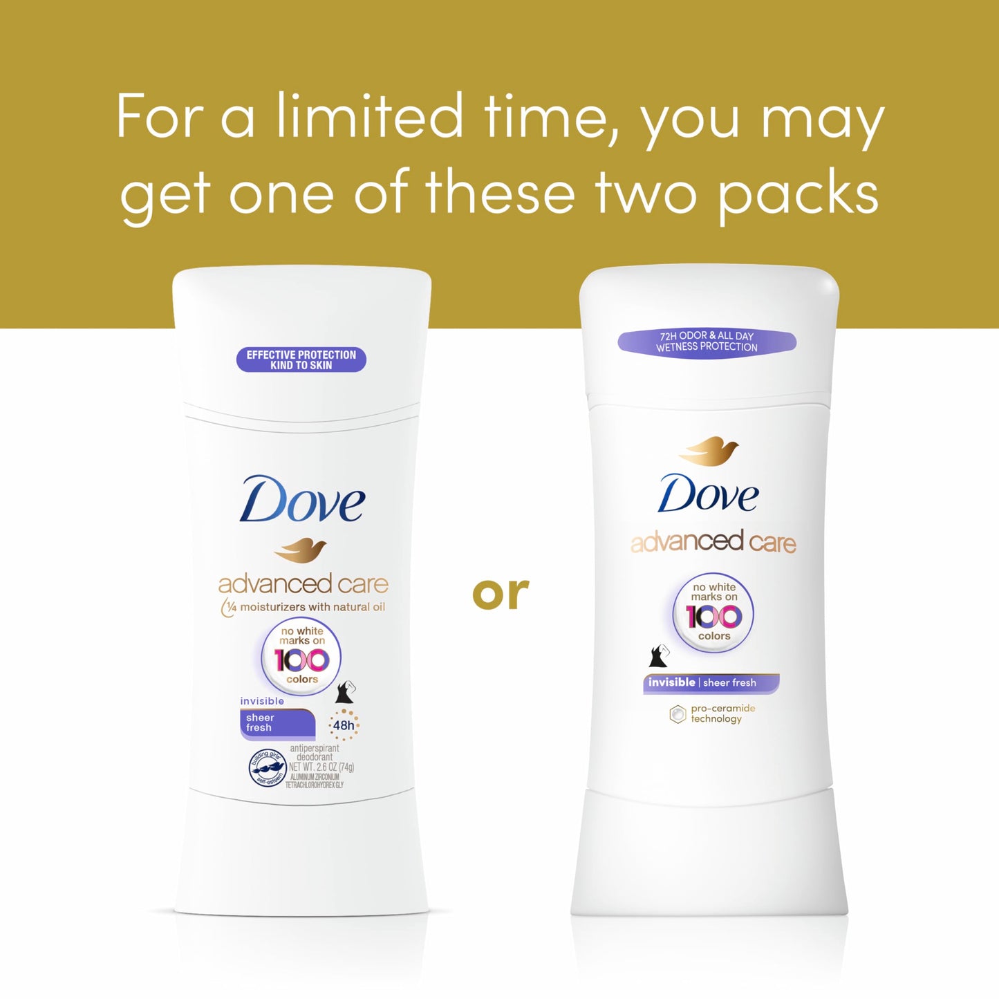 Dove Advanced Care Antiperspirant Deodorant Stick Sheer Fresh 4 Count Anti-stain antiperspirant deodorant for soft underarms 72-hour underarm odor Beauty and Personal Care Dove