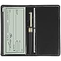 Sanlykate Leather Checkbook Cover For Men And Women, Check Book Case Card Holder With Free Divider, Standard Register Duplicate Checks Pen Inserts