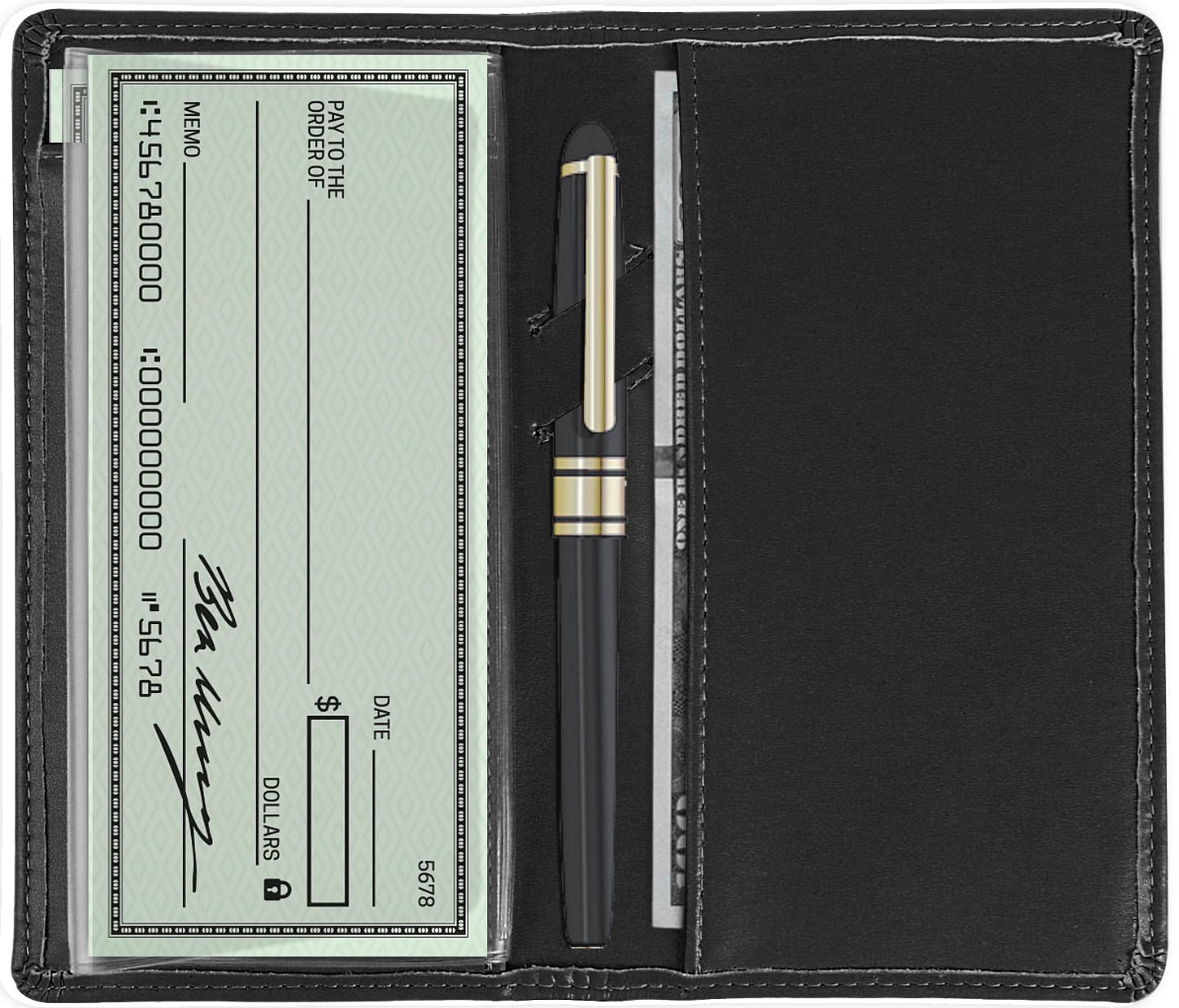 Sanlykate Leather Checkbook Cover For Men And Women, Check Book Case Card Holder With Free Divider, Standard Register Duplicate Checks Pen Inserts