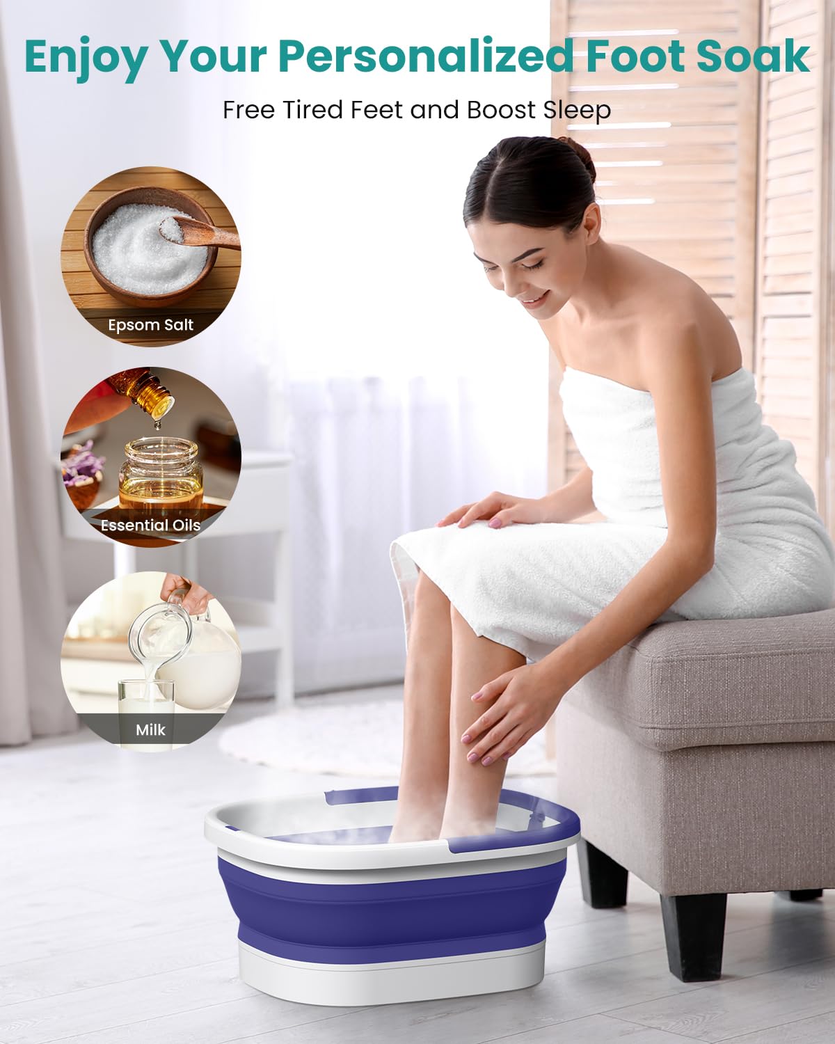 Nekteck Foot Soaking Tub Collapsible Bucket for Foot Bath Soak Tub, Purple Beauty and Personal Care Nekteck