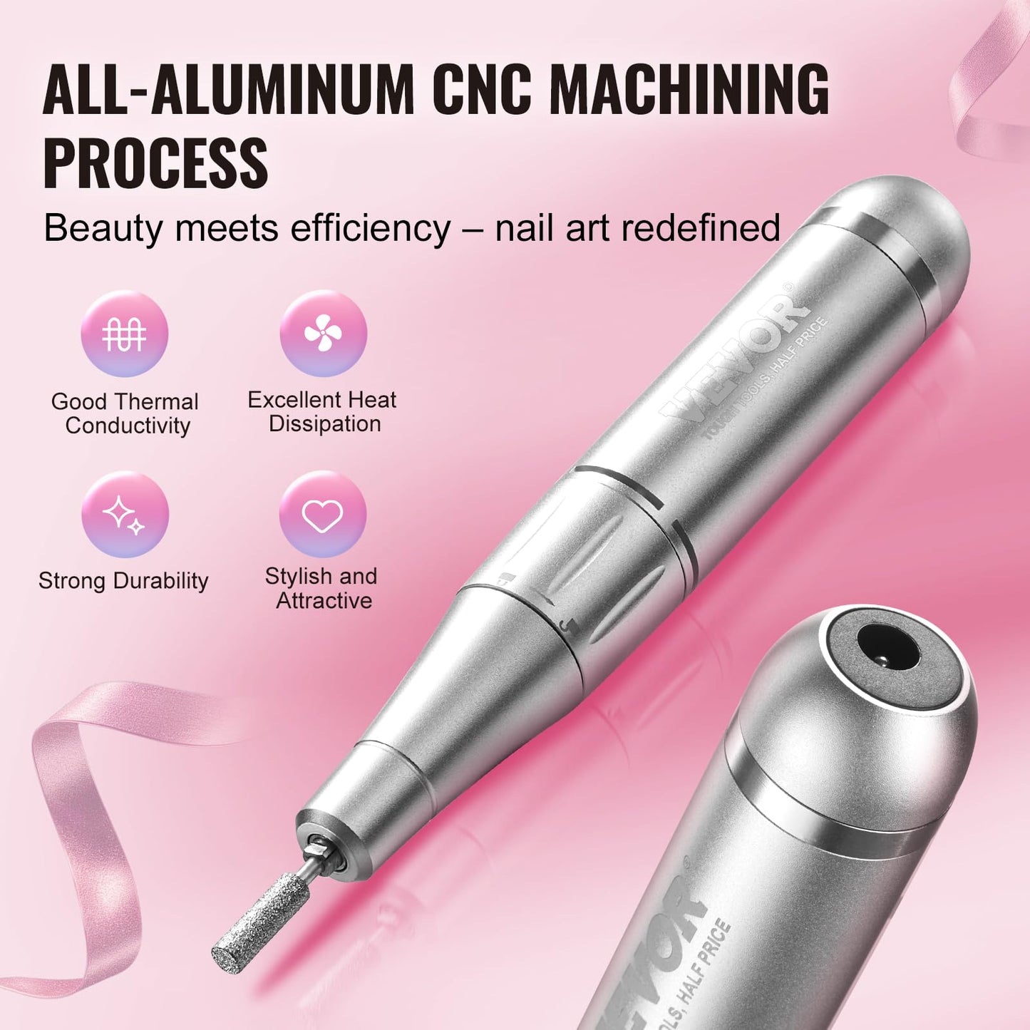 VEVOR Portable Electric Rechargeable Nail Drill, 35,000RPM Cordless Nail E File Machine, LCD-Display Acrylic Gel Grinder Tool for Manicure Pedicure Beauty & Personal Care VEVOR