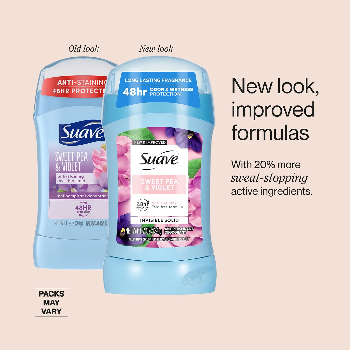 Suave Deodorant for Women, Sweet Pea & Violet 6-Pack - Invisible Solid Antiperspirant Deodorants, 48H Protection, 1.2 Oz Ea Beauty and Personal Care Suave