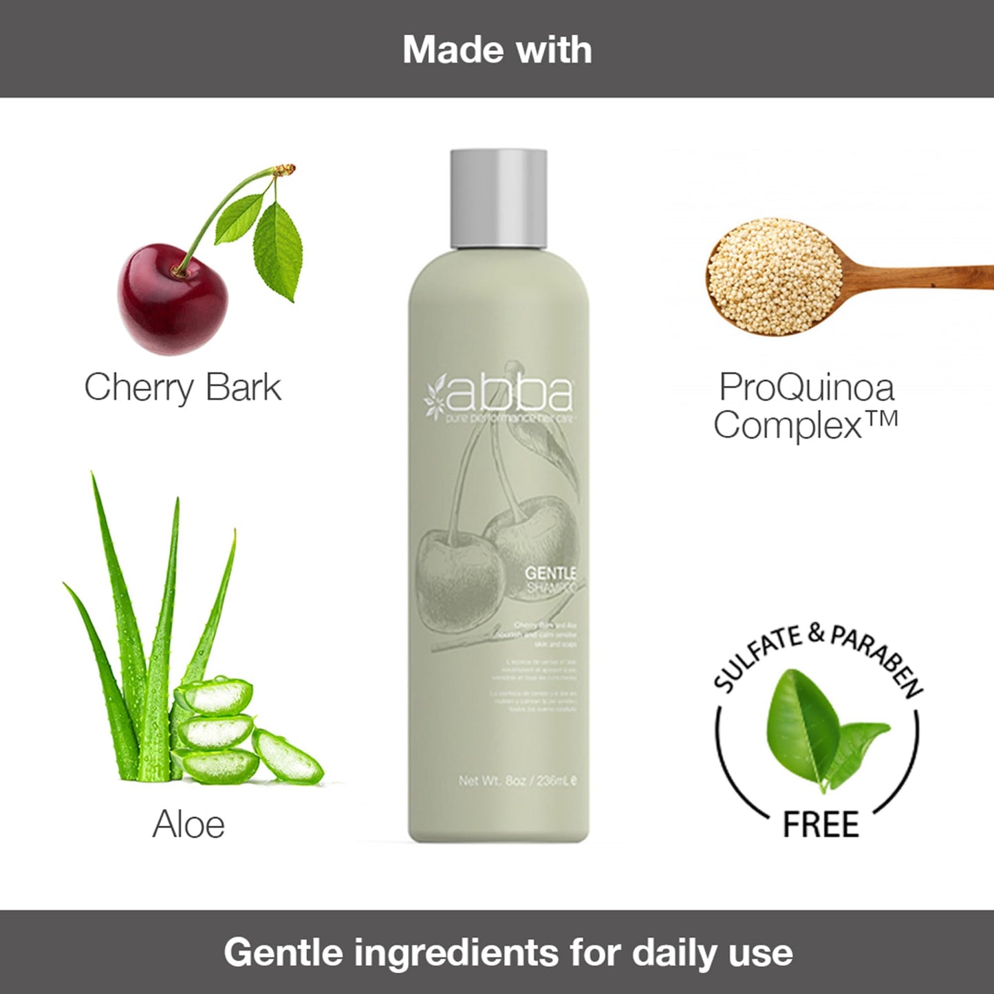 ABBA - Pure Gentle Shampoo & Conditioner Soothing & Nourishing Value Duo Set - Cherry Bark & Aloe, 32 fl oz Each