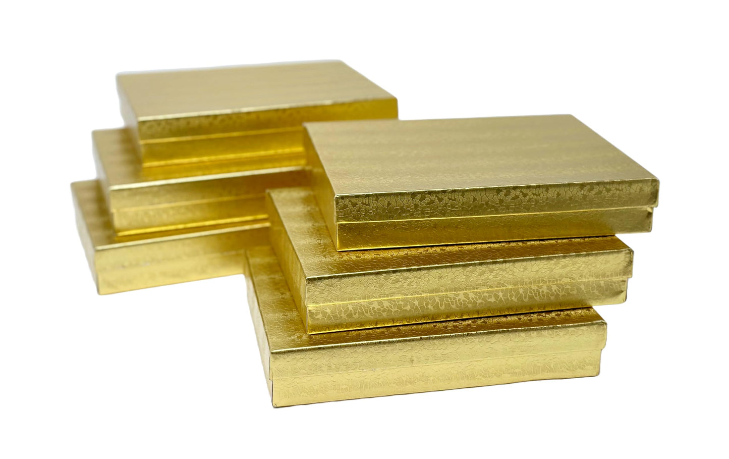 RJ Displays 6 Pack Gold Foil Cotton Filled Color Paper Jewelry Necklace Bracelets Watch gifts and Retail Boxes for Wedding, Anniversary, Engagement…