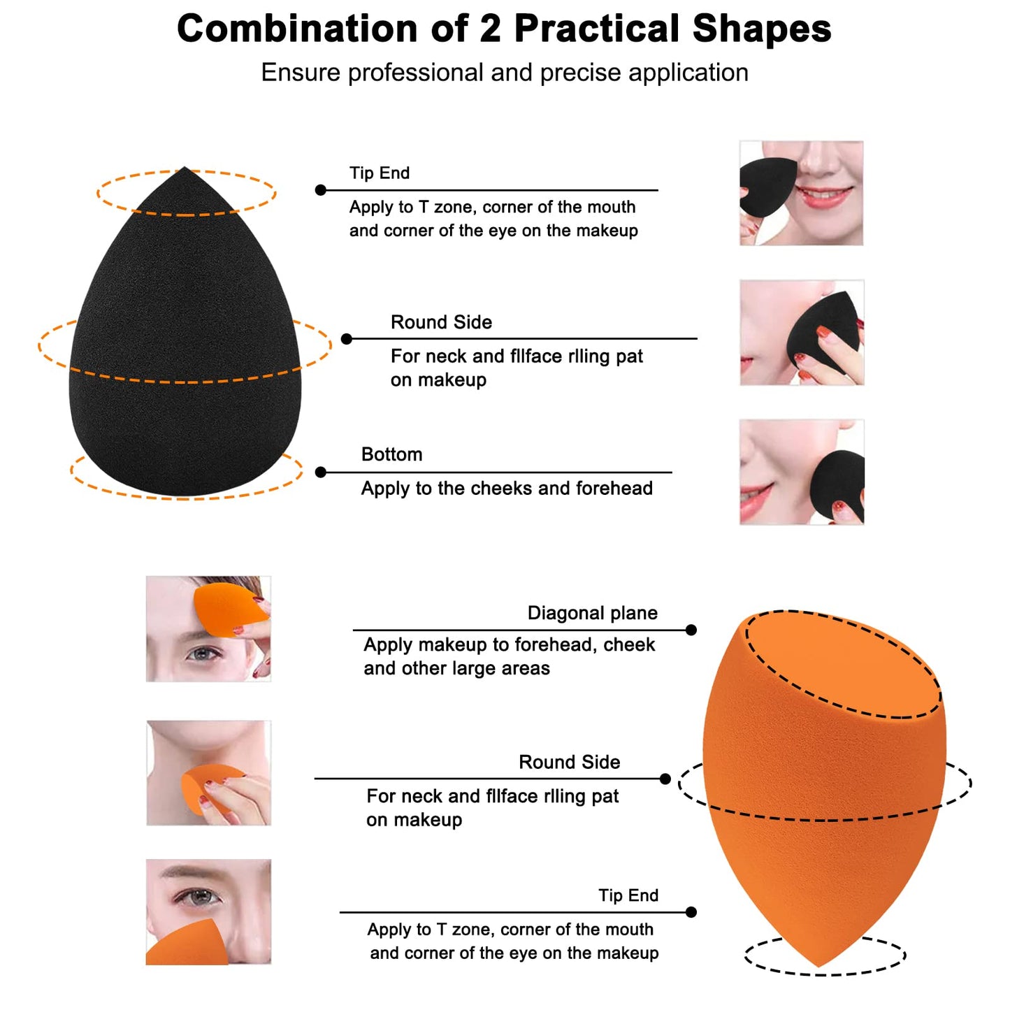 12 Pieces Professional Makeup Sponge Set,Latex Free Flawless Soft Setting Face Puffs,Makeup Blending Sponge Cosmetic Applicator