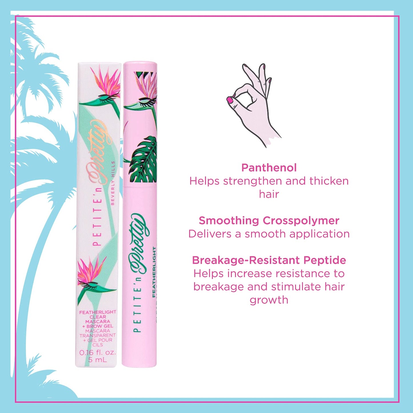 Petite 'n Pretty Featherlight Clear Mascara and Brow Gel - Makeup for Kids, Tweens and Teens - Dual Purpose Clear Finish for Brows and Lashes
