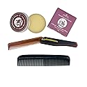 Sandalwood Mustache Wax Kit - Classic Scented Wax with Extra Strong Hold, 5.5" Folding Comb & 5" Fine/Coarse Travel Comb