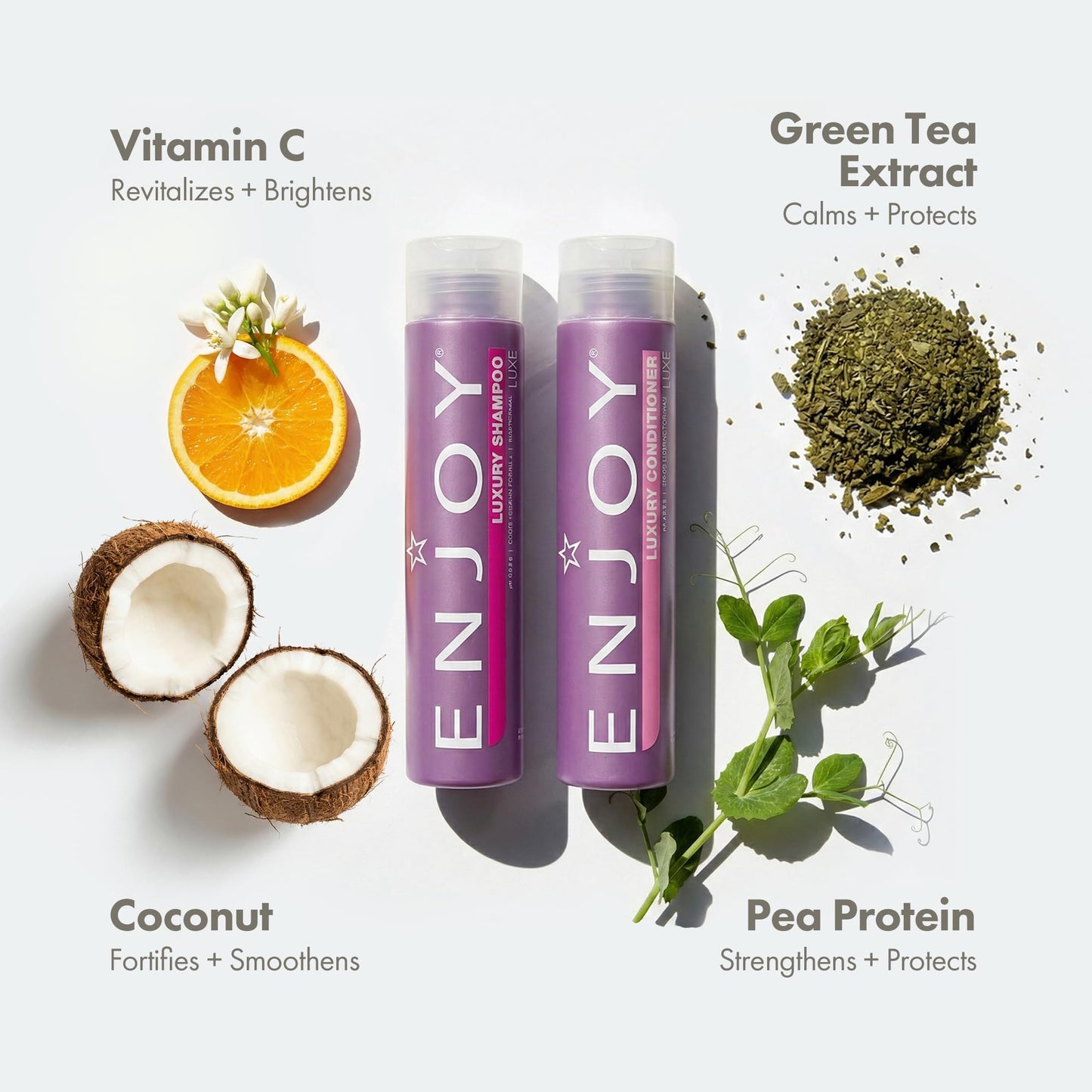 Enjoy Luxury Shampoo & Conditioner- Eliminates Frizz Cleansing Moisturizing Smoothing - Sulfate Free For Thick Coarse or Curly Hair (10.1 Fl Oz)