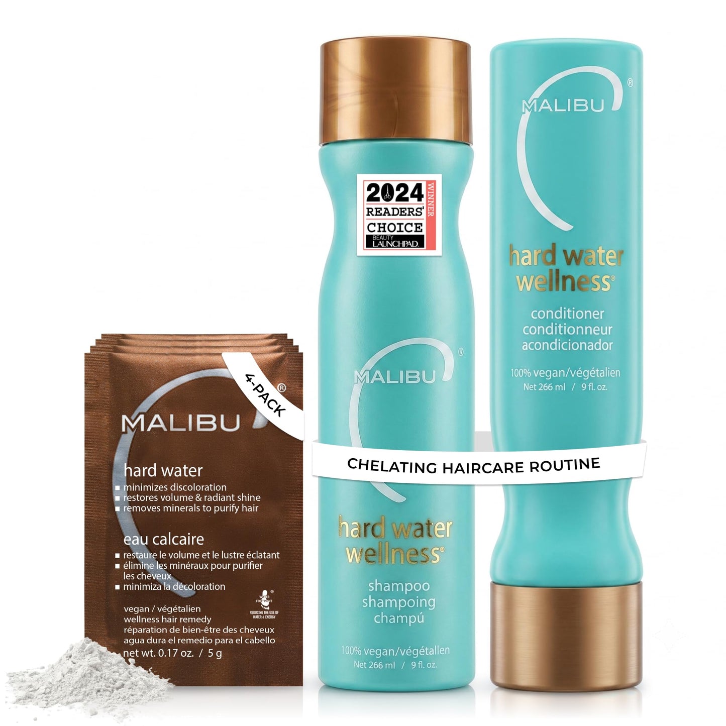 Malibu C Hard Water Wellness Remedy - Hard Water Shampoo, Conditioner & Hair Mask Packets for Removing Deposits and Impurities - Hydrating Hair Care Beauty and Personal Care Malibu C