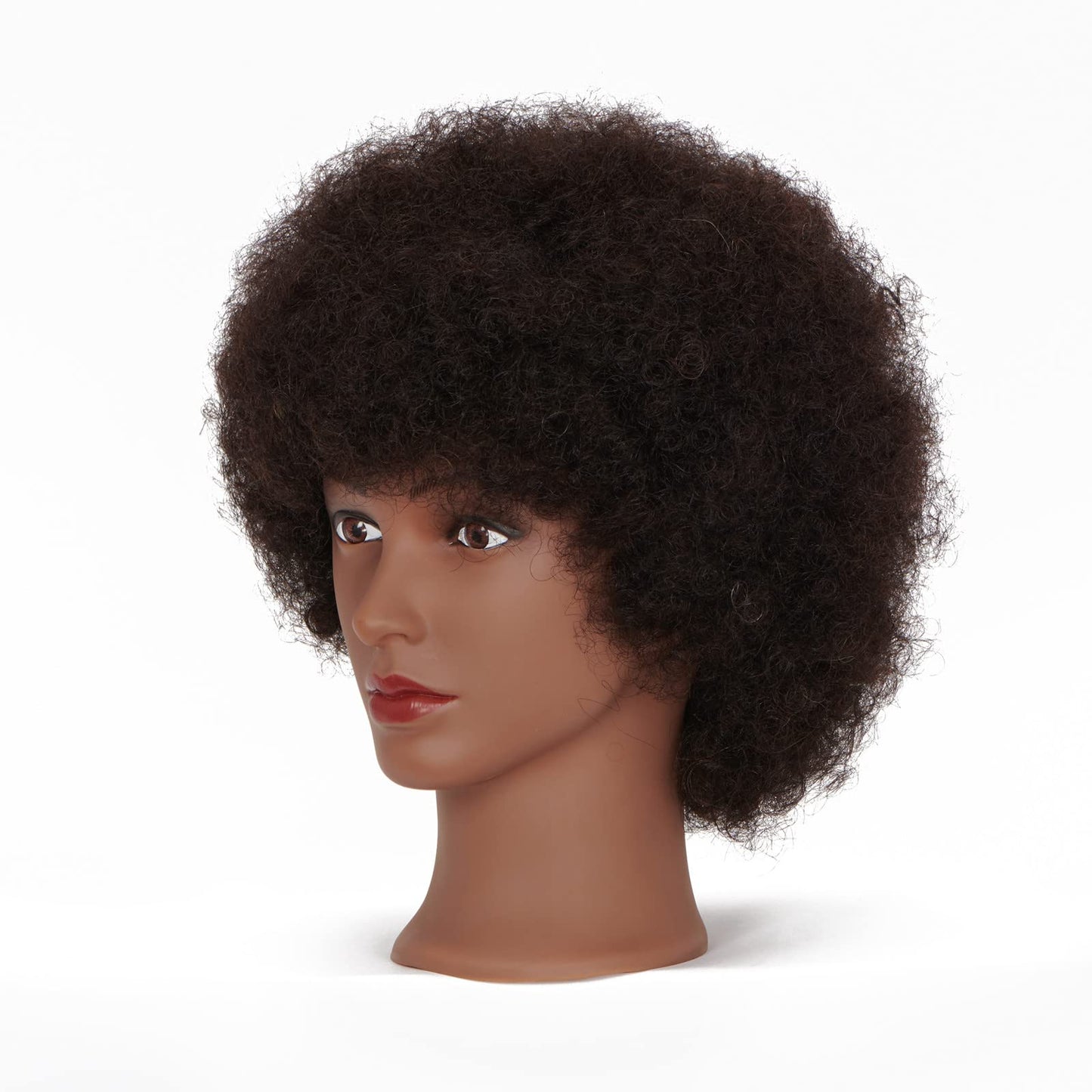 Hairingrid Mannequin Head African American with 100% Human Hair Cosmetology Afro Hair Manikin Head for Practice Styling Braiding and Free Clamp Holder