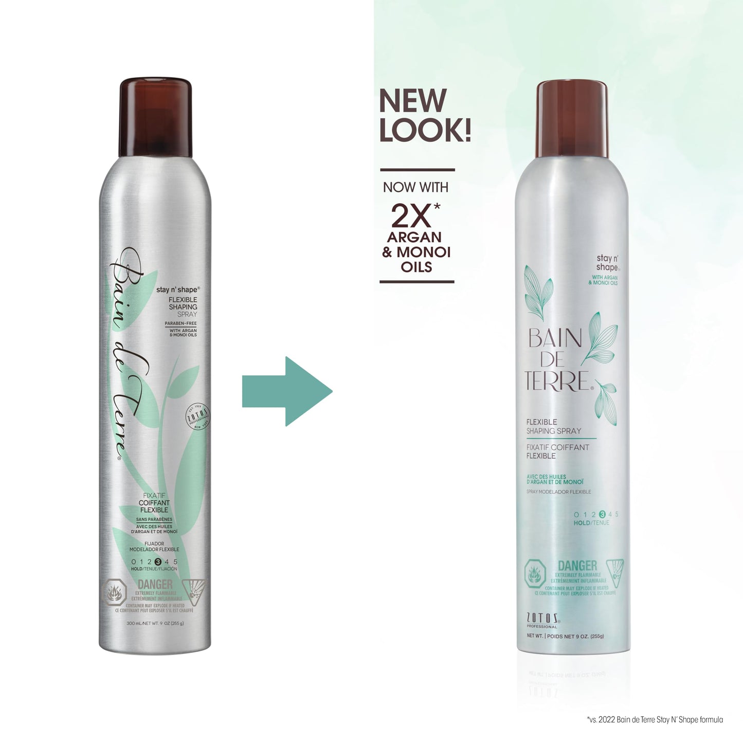 Bain de Terre Stay N' Shape Flexible Shaping Spray, Medium Hold & Shine, Heat & Humidity Protection with Argan & Monoi Oils, Paraben-Free, Color-Safe