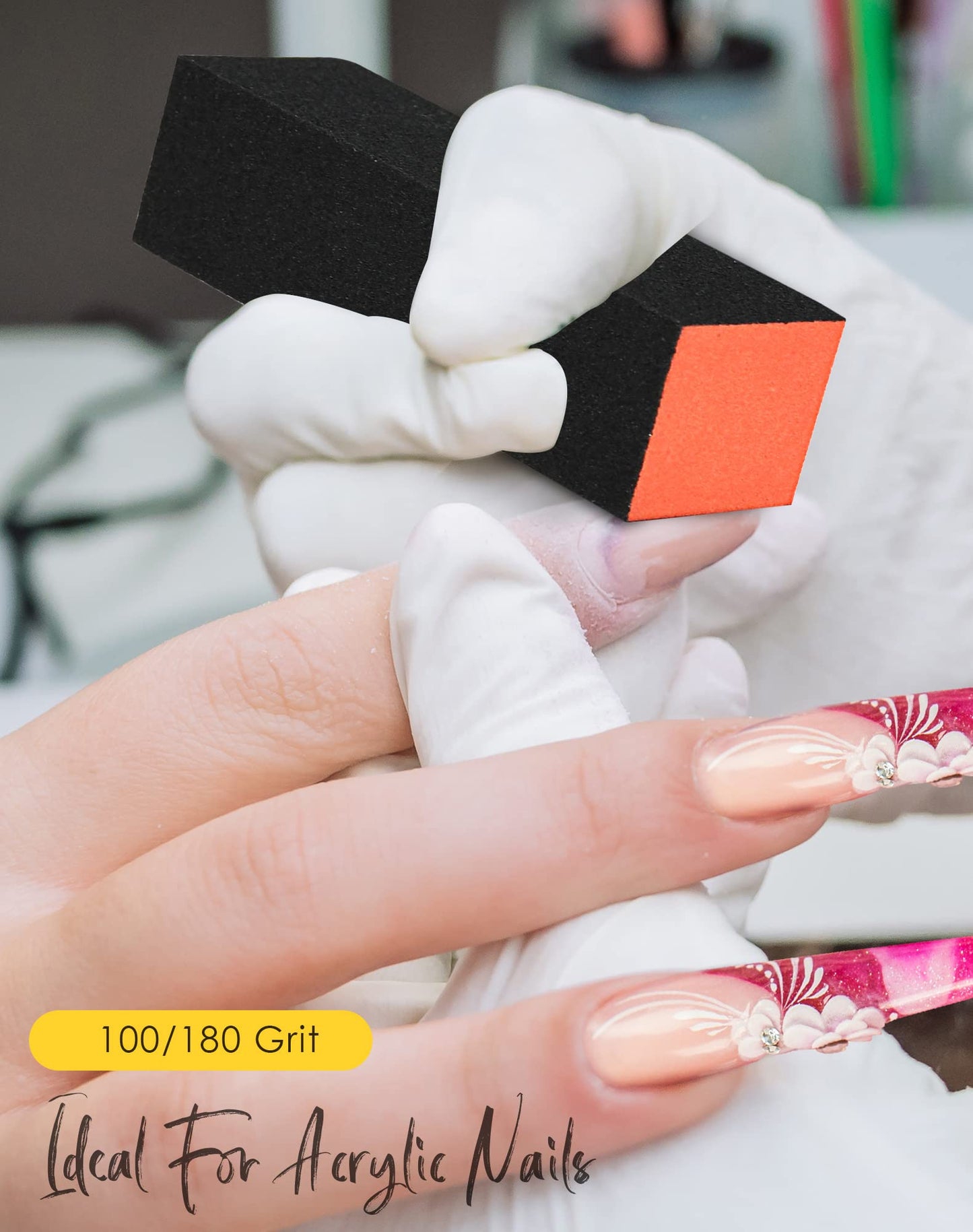 Maryton Nail Buffer Block, Medium/Fine Grit 100/180 Finishing Buffers for Acrylic Nails Gel Polish Nails, 3 Way Professional Pedicure Manicure Buffer Beauty and Personal Care MARYTON