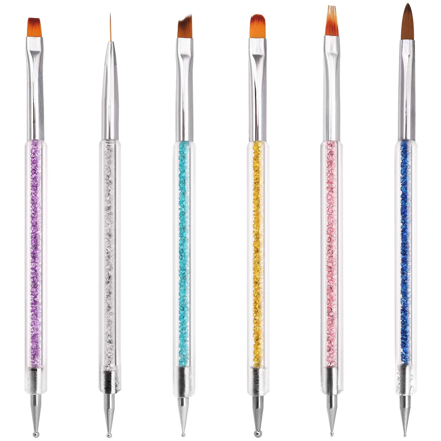 iminoo 6PCS Nail Art Brushes,Double Ended Nail Liner Brush Dotting Pen Nail Art Point Drill Drawing Tools,Double Ended Nail Art Brushe for DIY Nail