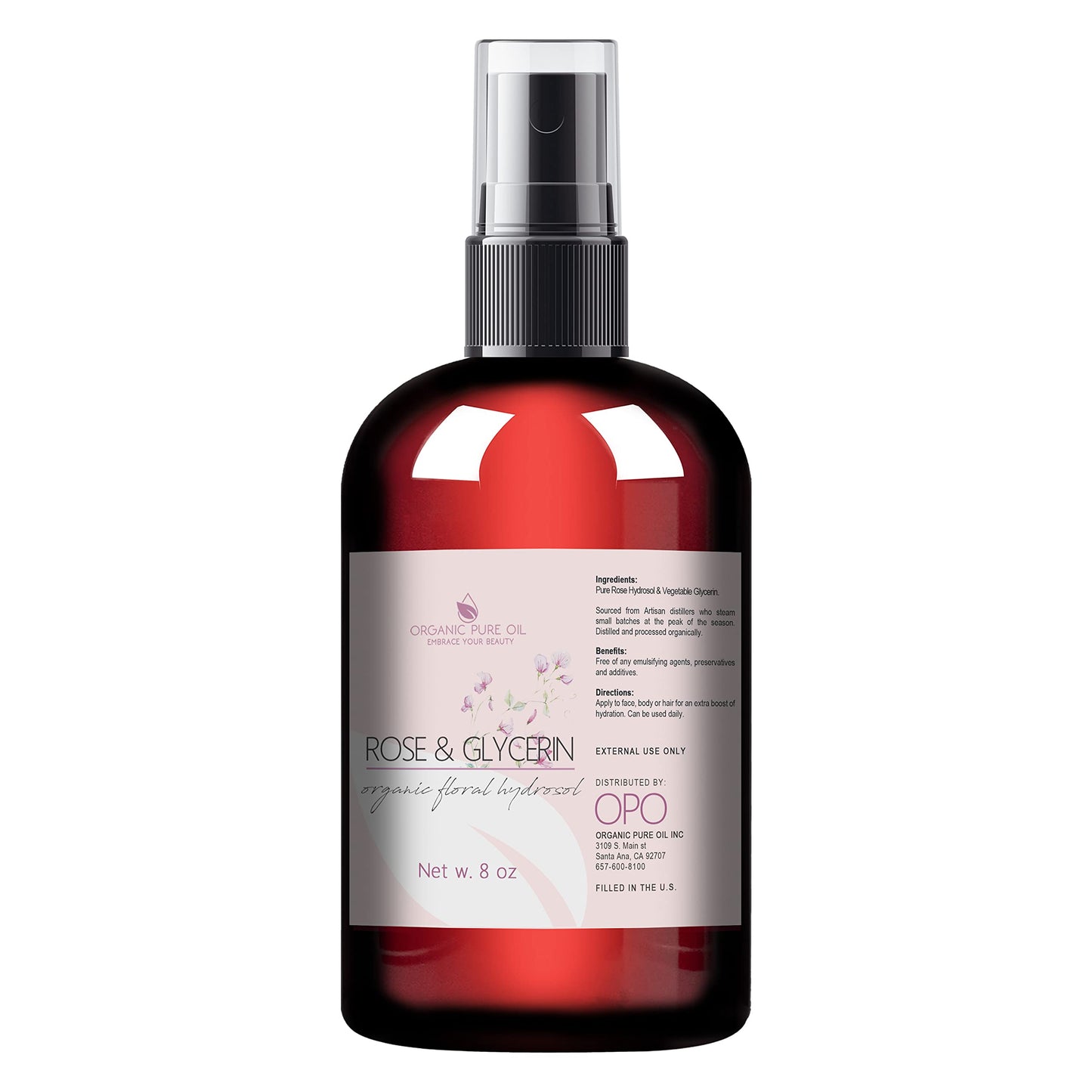 Rosewater Glycerin Mist Toner Bulk Spray Facial Body Floral Cleanser Pure Rose Hydrosol and Vegetable Glycerine Moisturizing Cleansing Toning Mix