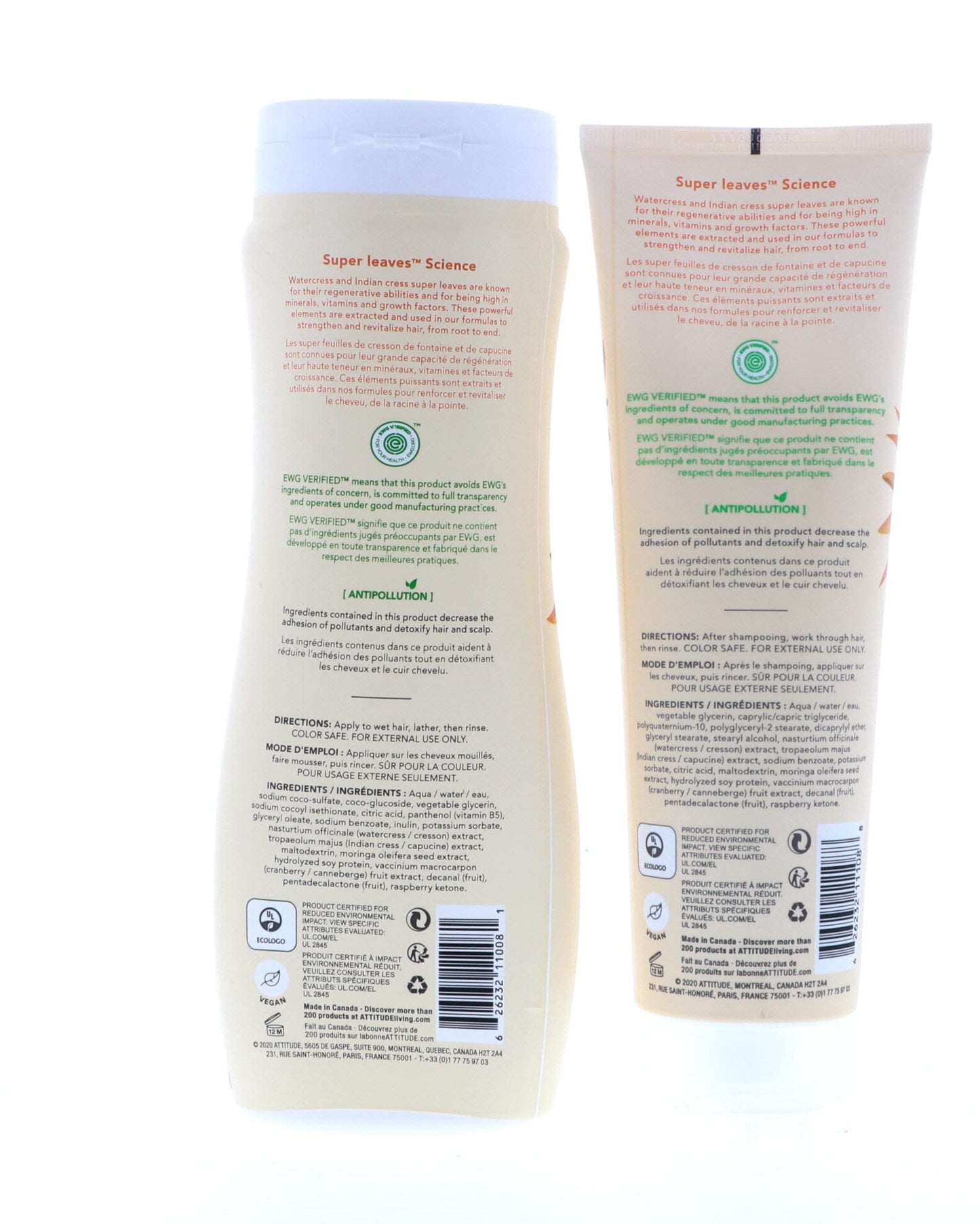 ATTITUDE Super Leaves Volume Shine Shampoo Conditioner- Soy Protein & Cranberries Bundle with Vitamin B5 Watercress Indian Cress, Raspberry, 16 Fl Oz