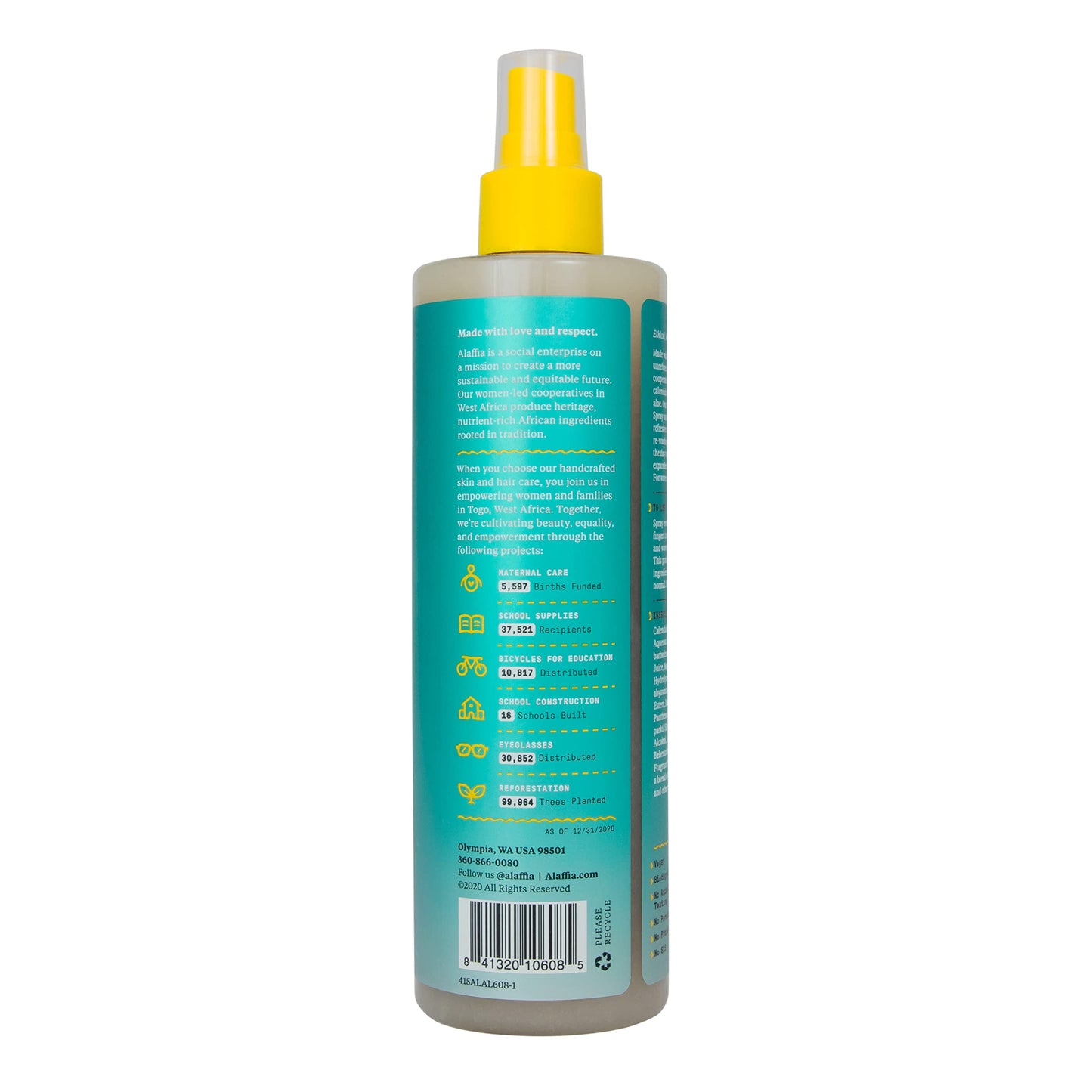 Alaffia Beautiful Curls Curl Enhance Refresher Spray, Wavy to Curly Hair Products, No Sulfates with Shea Butter & Essential Oils, Calendula and Aloe