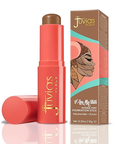 Juvia's Place I Am My Skin Hydra-Tint Foundation Stick - 9 Guinea - Cool, Rich Brown with Neutral Tones, Buildable, Hydrating & Blurring Coverage, Satin Finish for a Flawless, Glowy Look All Day