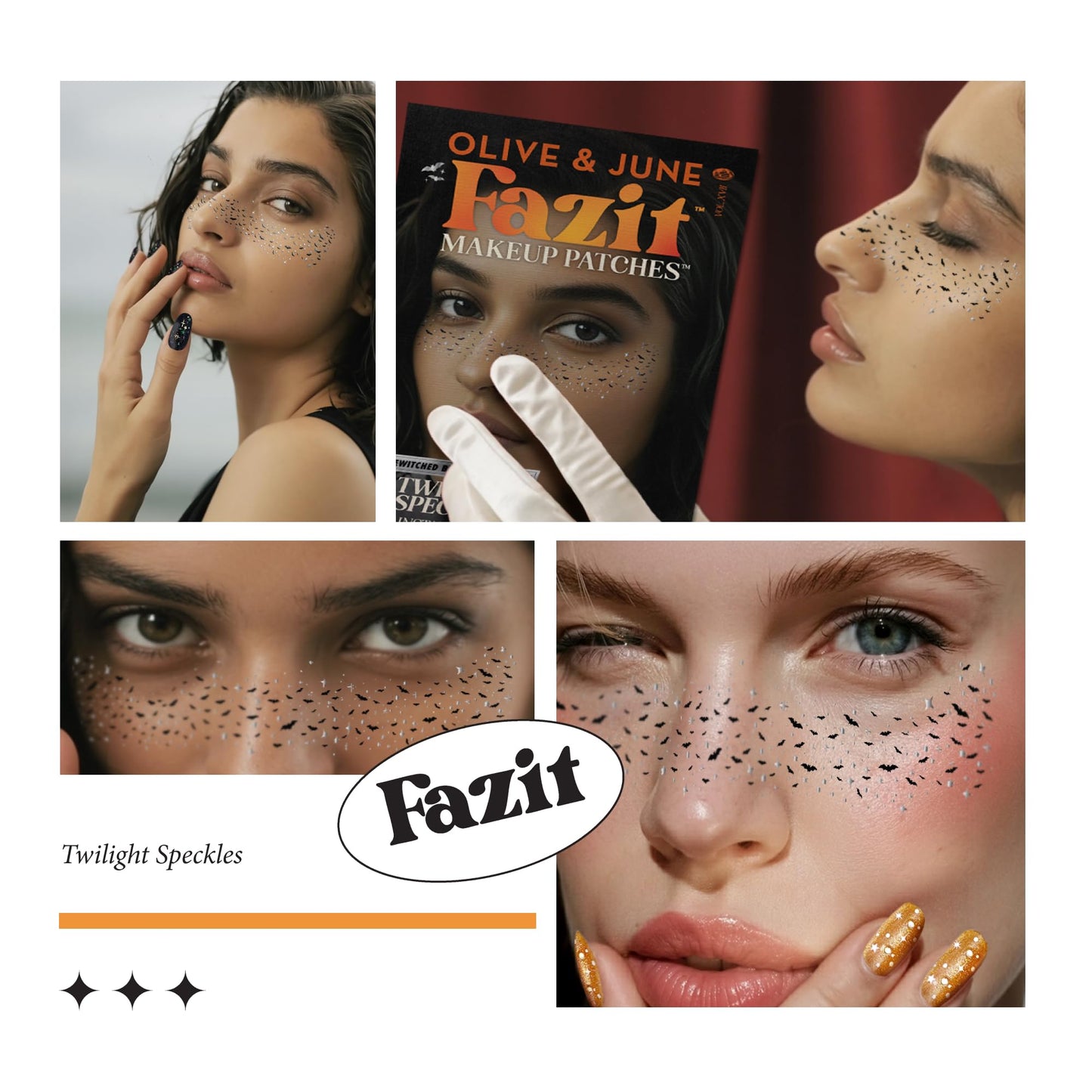Fazit Makeup Patches - Halloween Twilight Speckles - Glow Up Make-Up Patches - Cute Glitter Makeup Accessories for Women - Cosmetic Glitter for Face