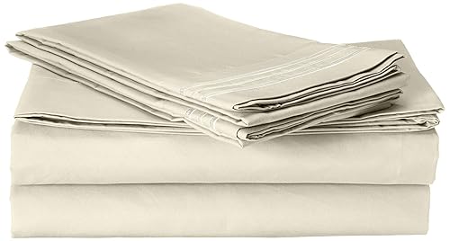 CELINE LINEN Luxurious Bed Sheets Set on Amazon 1800 Premier Hotel Quality Wrinkle Free 4-Piece Sheet Set with Deep Pockets, Full Cream/Tan