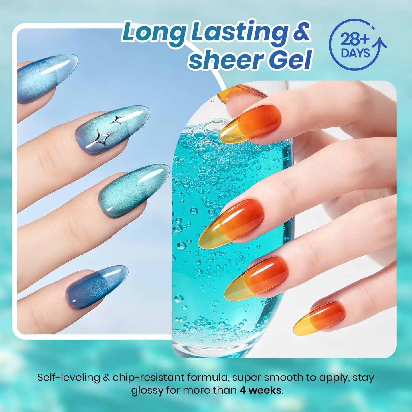 Beetles Jelly Gel Nail Polish Set - Luminous Cocktail 6 Colors Summer Jelly Neon Gel Polish Kit Yellow Orange Purple Blue Green Red Translucent Sheer Beauty and Personal Care beetles Gel Polish