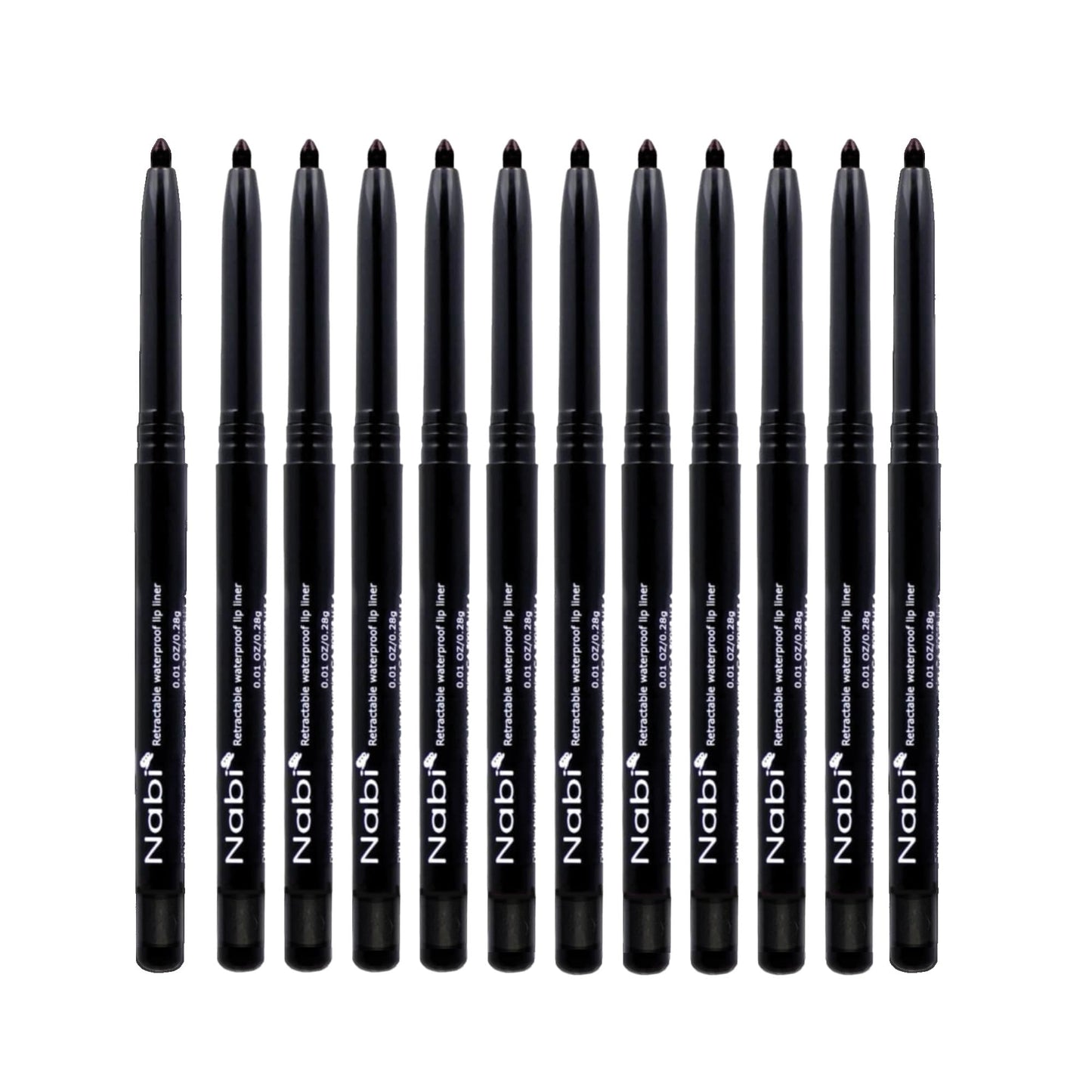 Nabi Retractable Waterproof Eyeliner Pencil - 12?Pack Smudge?Proof, Long?Lasting & Hypoallergenic Professional Makeup Eyeliner for Sensitive Eyes