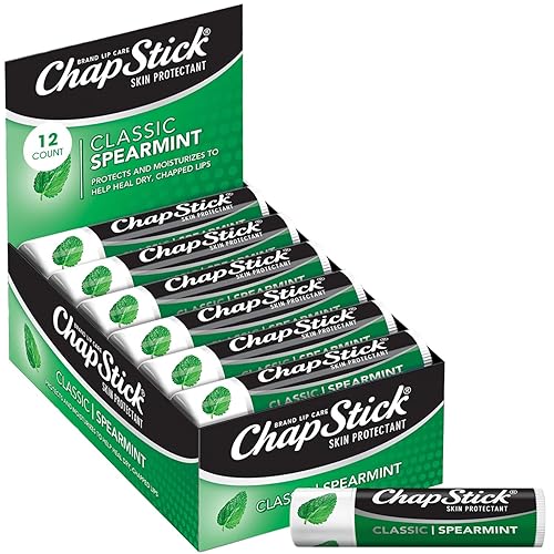 ChapStick Bulk Lip Balm, Classic Spearmint 12-Pack - Cool & Refreshing Lip Moisturizer for Dry Lips, 0.15 Oz Ea
