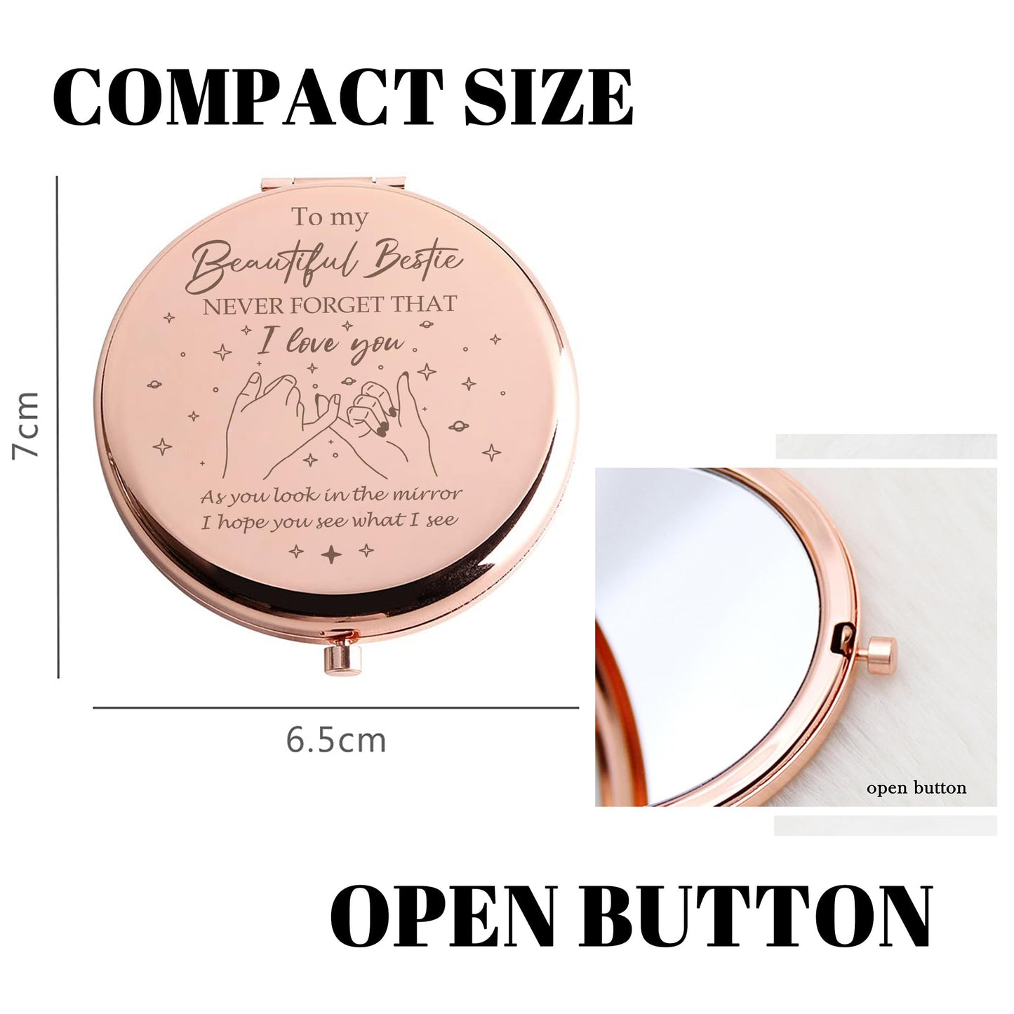 GAOLZIUY Bestie Gifts, Friendship Gifts for Women, Best Friend Birthday Gifts Bestie Makeup Mirror, Compact Mirror Gifts from Sister,Bestie Sister