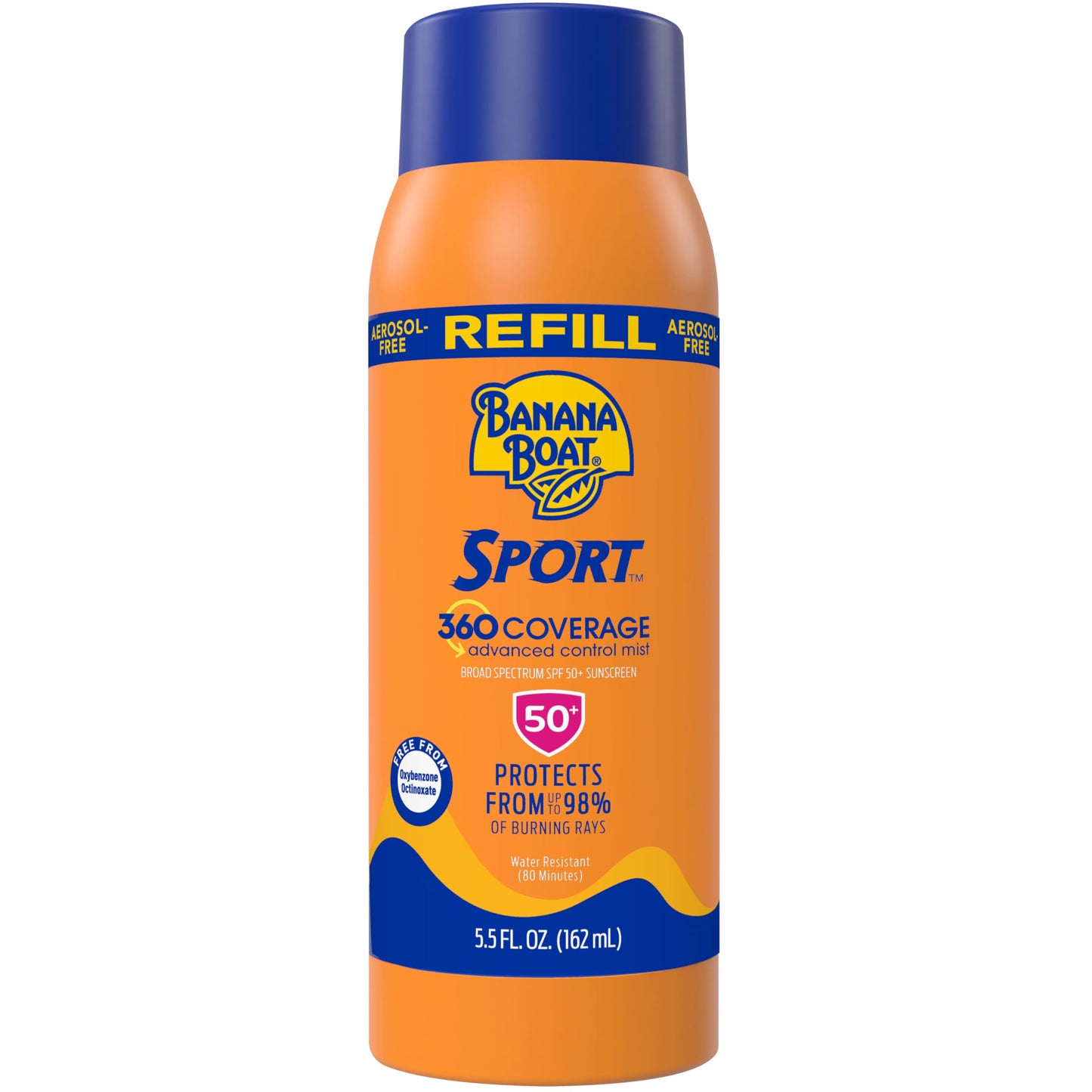 Banana Boat Sport 360 Coverage Spray Sunscreen Mist SPF 50 Refill | Non-Aerosol Sunscreen Spray, SPF 50 Sunblock Mist, Oxybenzone Free, 360 Coverage