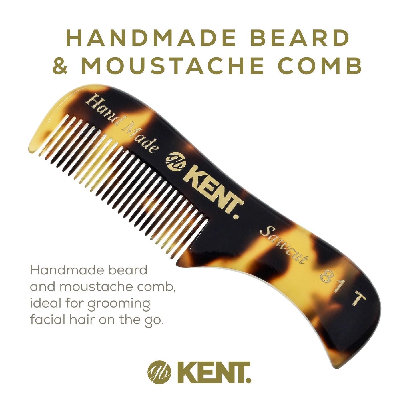 Kent A 81T TY X-Small Men's Beard and Mustache Comb, Fine-Toothed for Facial Hair Grooming and Styling. Quality Cellulose Acetate, Saw-cut Polished. Beauty and Personal Care KENT