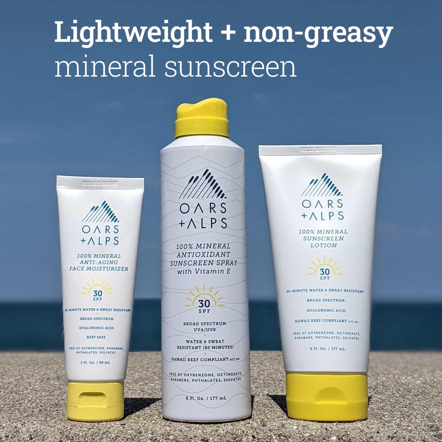 Oars + Alps Sunscreen Spray for Face & Body, SPF 30 Spray Sunscreen Infused with Vitamin E & Antioxidants, No White Residue, Water & Sweat Resistant