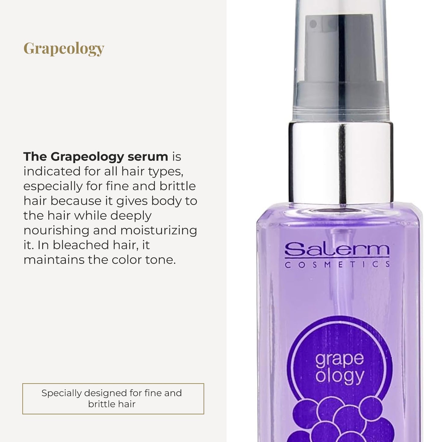 SALERM - Grape Seed Oil - Salerm Grapeology Biokera Natura - 60 ml - Split Ends Repair - Hydrating Serum for Dry and Damaged Hair - Antioxidant