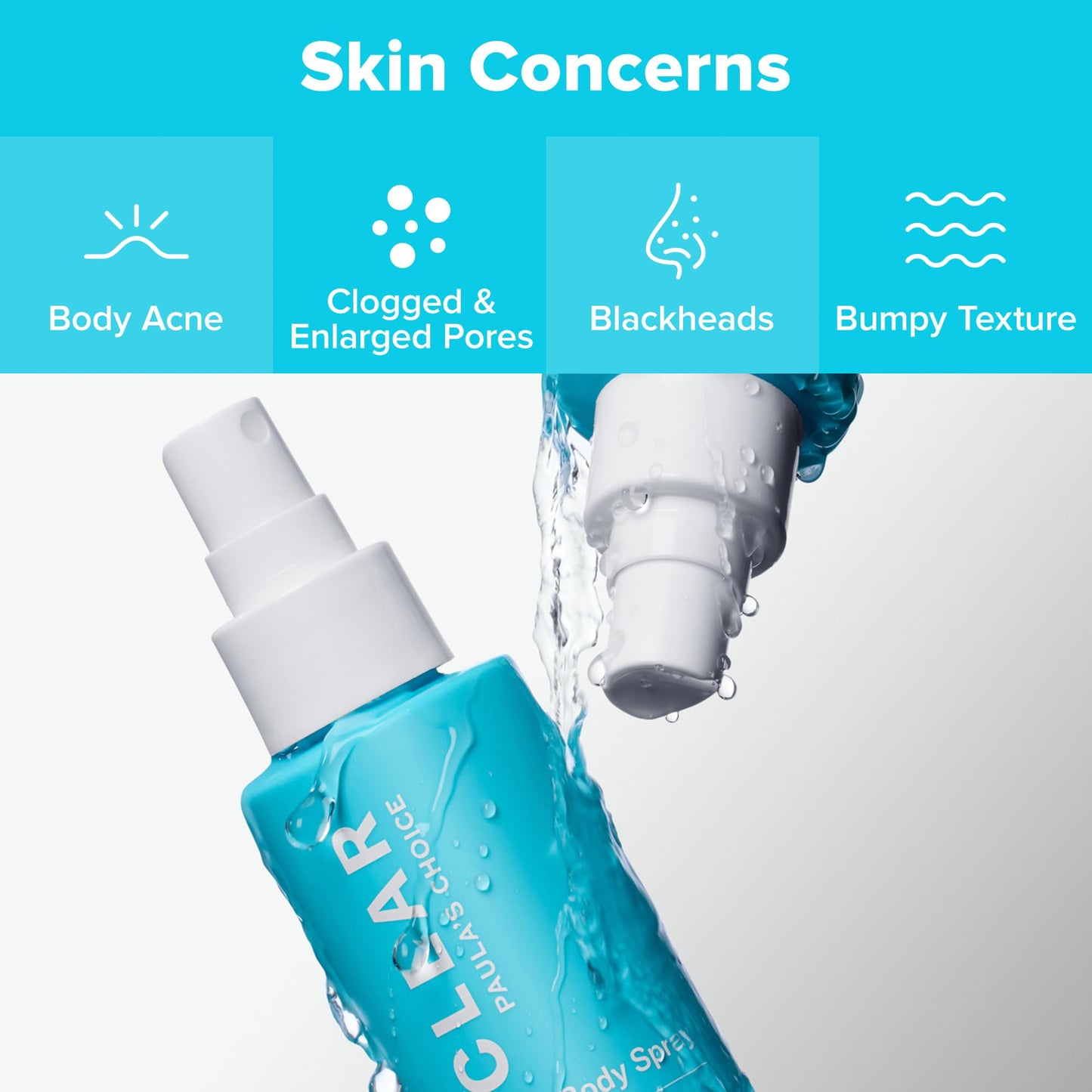 Paula's Choice CLEAR Exfoliating Back & Body Acne Spray, Bacne Spray with 2% BHA Salicylic Acid Back Acne Treatment for Clogged Pores, Blackheads
