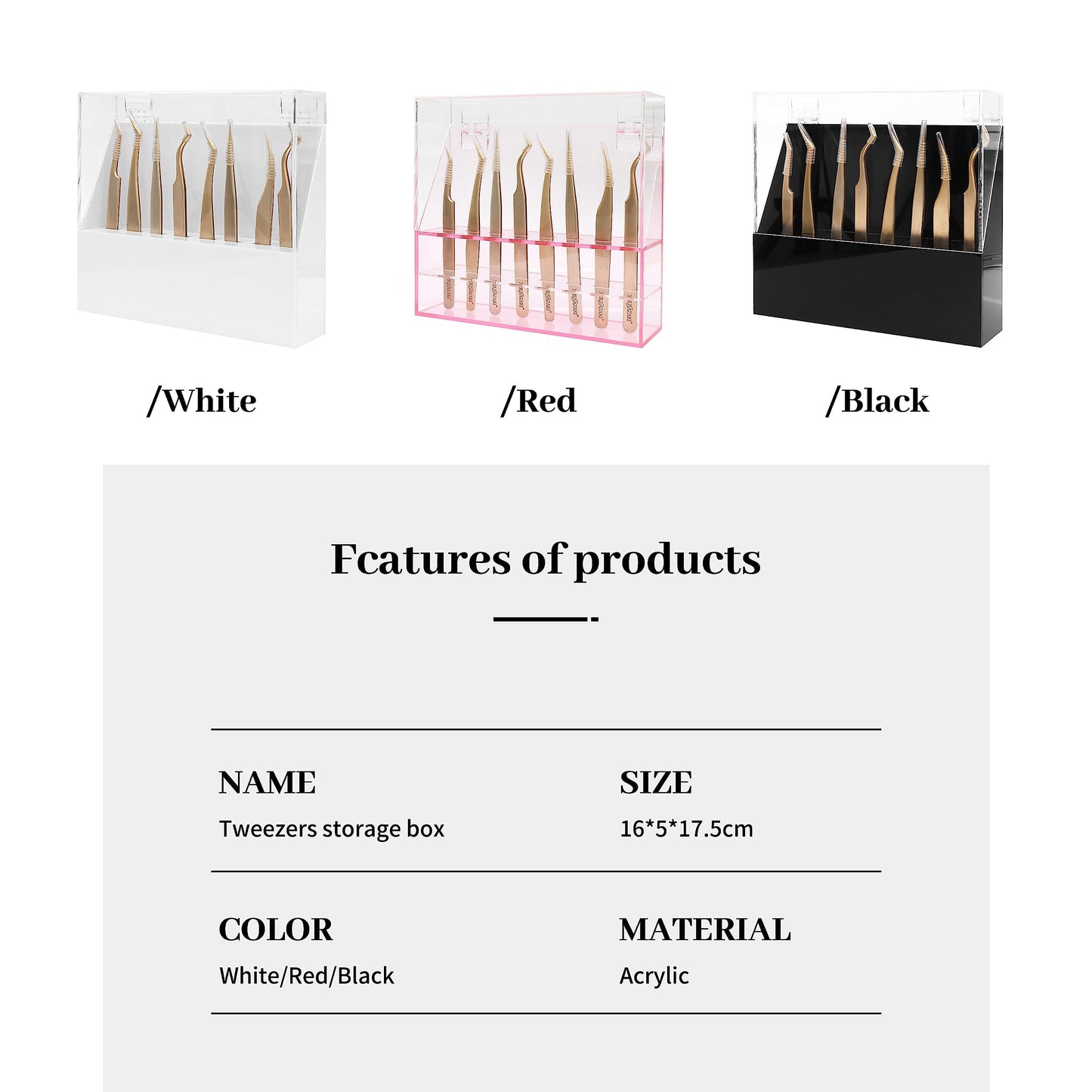 XIUSUZAKI Tweezers Storage Box 8 Holes Holder Lash Tweezers Storage for Eyelash Extensions Eyelash Professional(Red,Only the Box) Beauty and Personal Care XIUSUZAKI