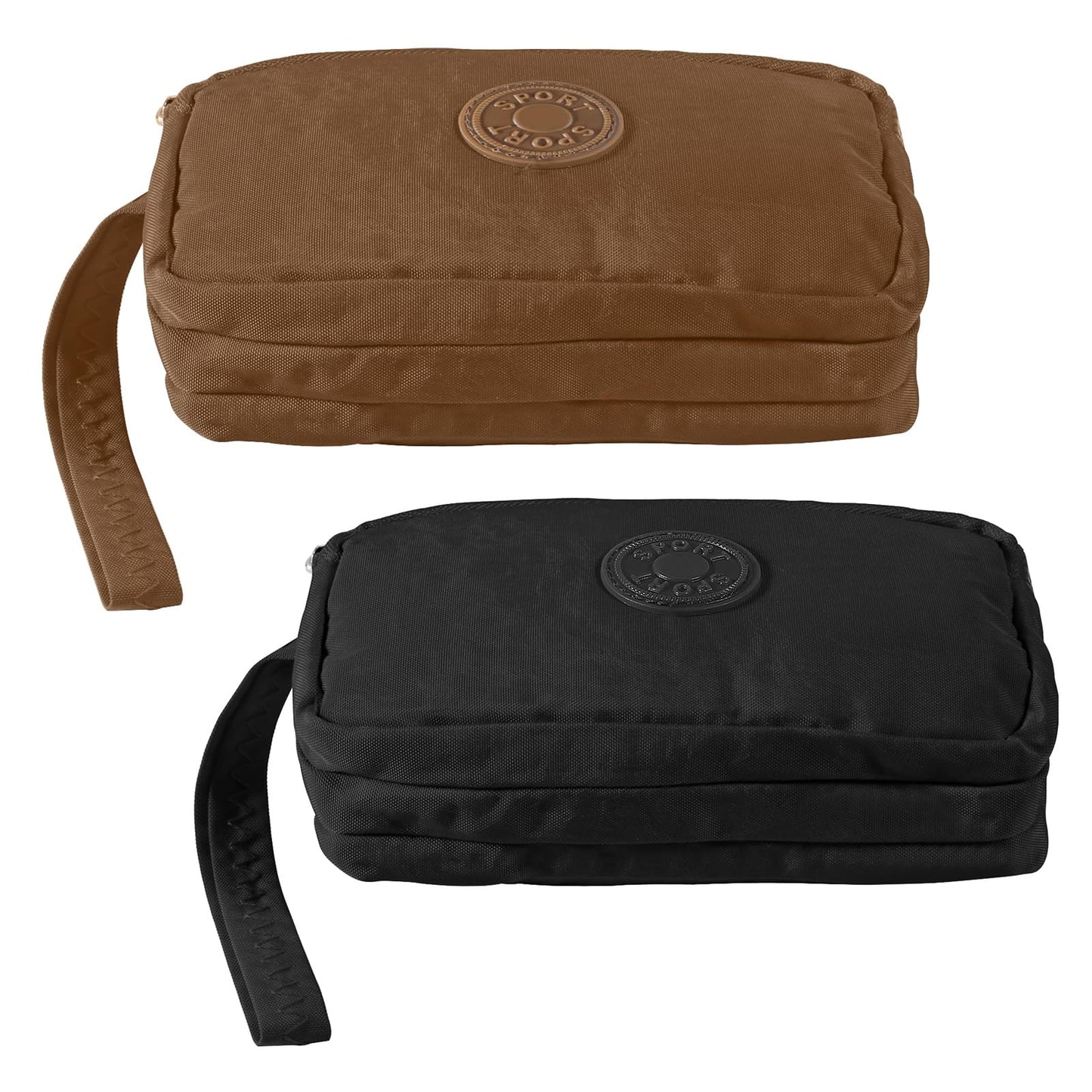 D-FLIFE Large Capacity Wristlet Wallet - Women 3 Layers Zipper Oxford Cloth Waterproof Handbag Purse (black+khaki)
