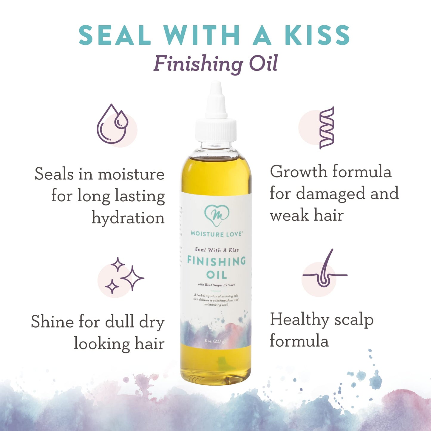 Moisture Love Seal with a Kiss Finishing oil for Hair Moisturizing and Polishing. Curly Hair Care Product with Argan Oil and Castor Oil. Sulfate